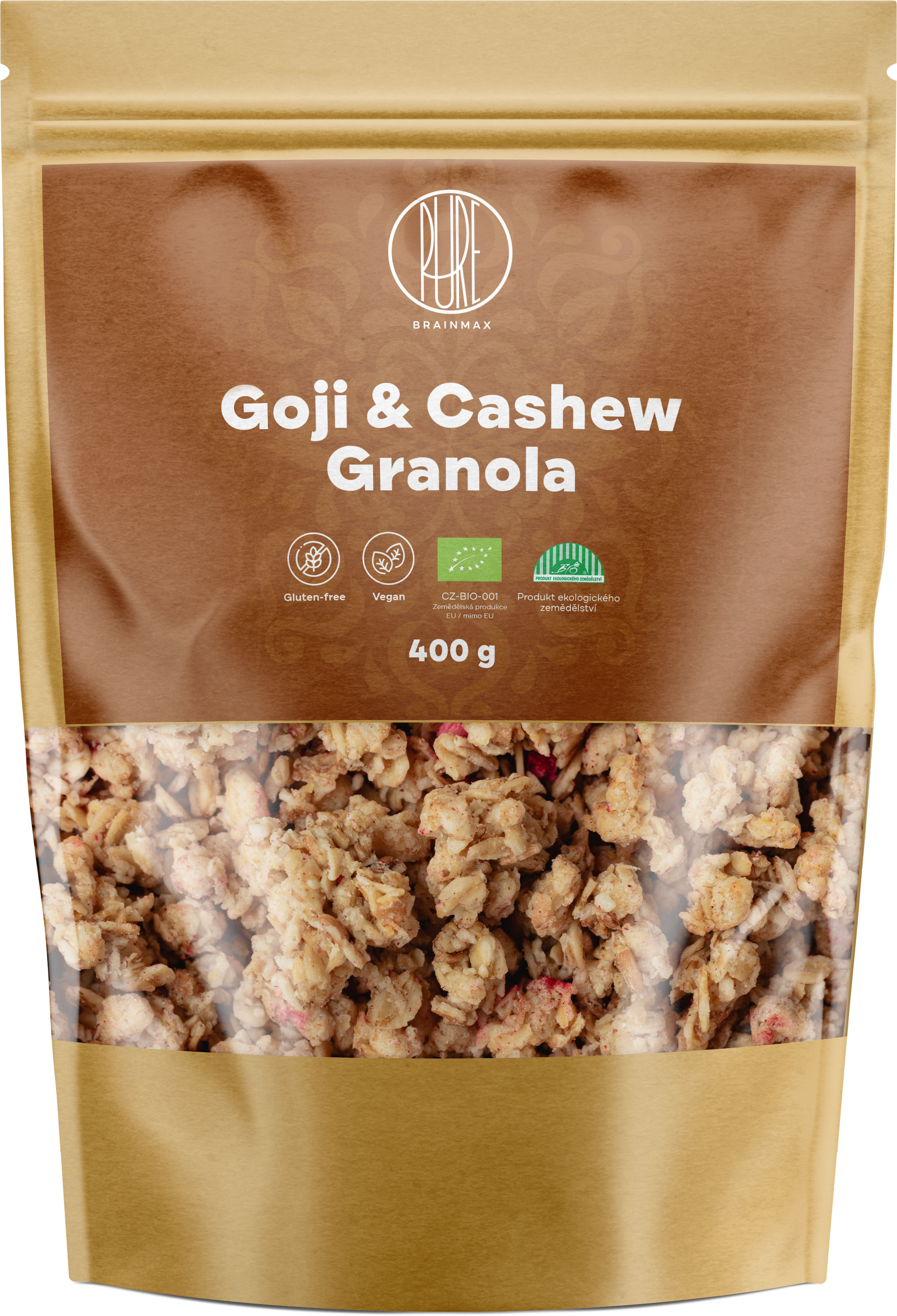 BrainMax Pure Granola, Goji a Kešu, BIO, 400g Obrázek