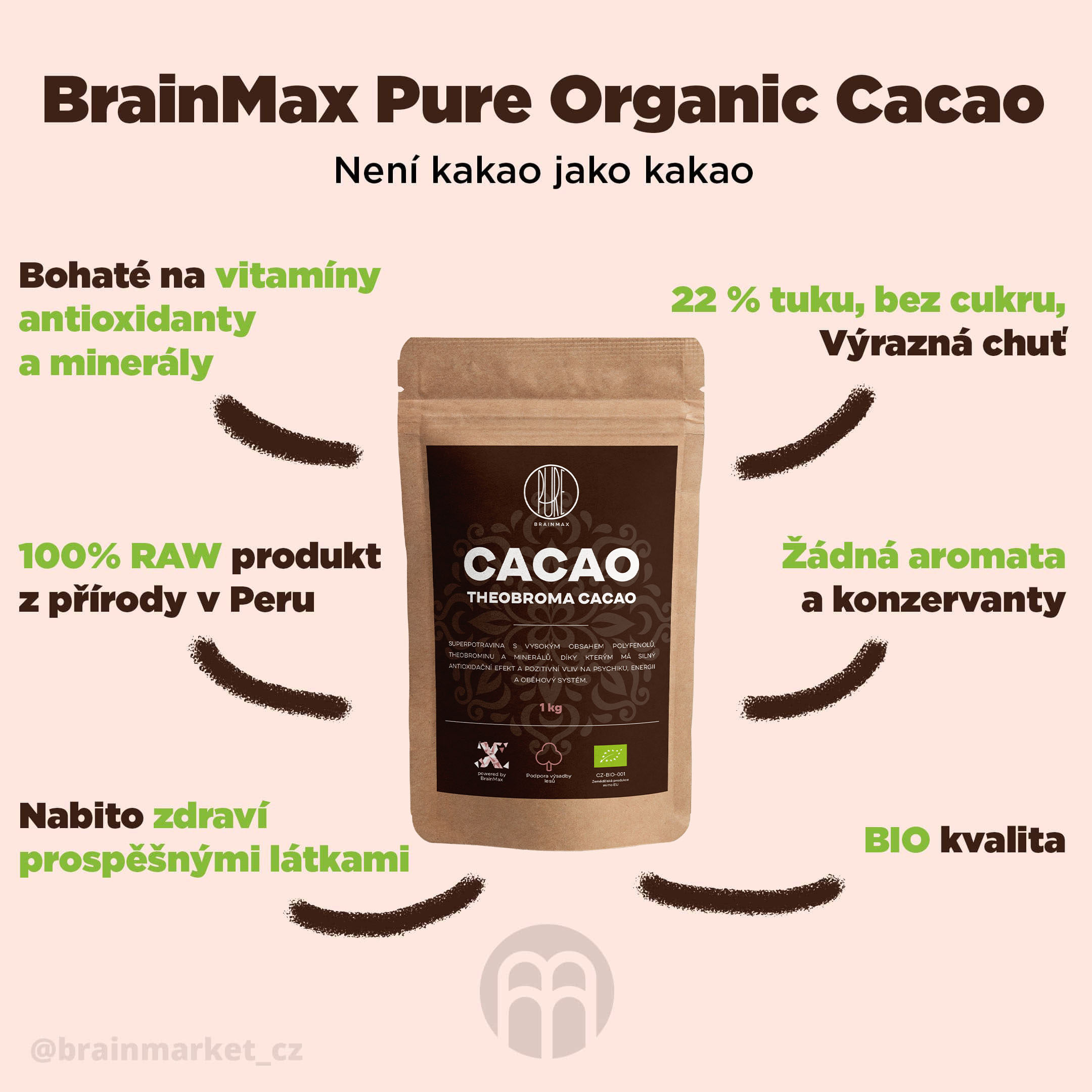 BrainMax Pure Cacao, Bio Kakao z Peru, sampler 15 g Obrázek