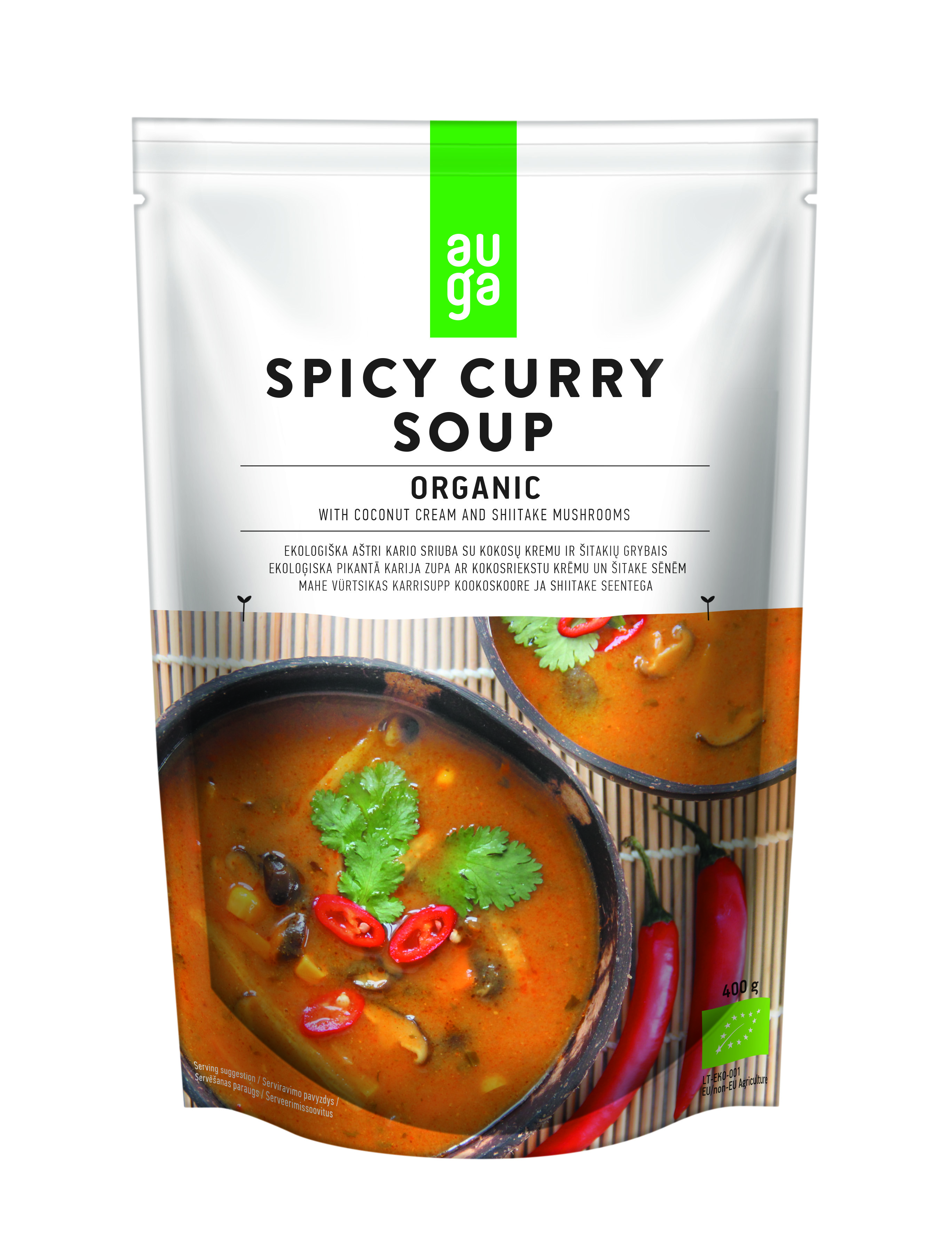 Auga Pikantní curry polévka s kokosem a houbami shiitake BIO 400 g Obrázek
