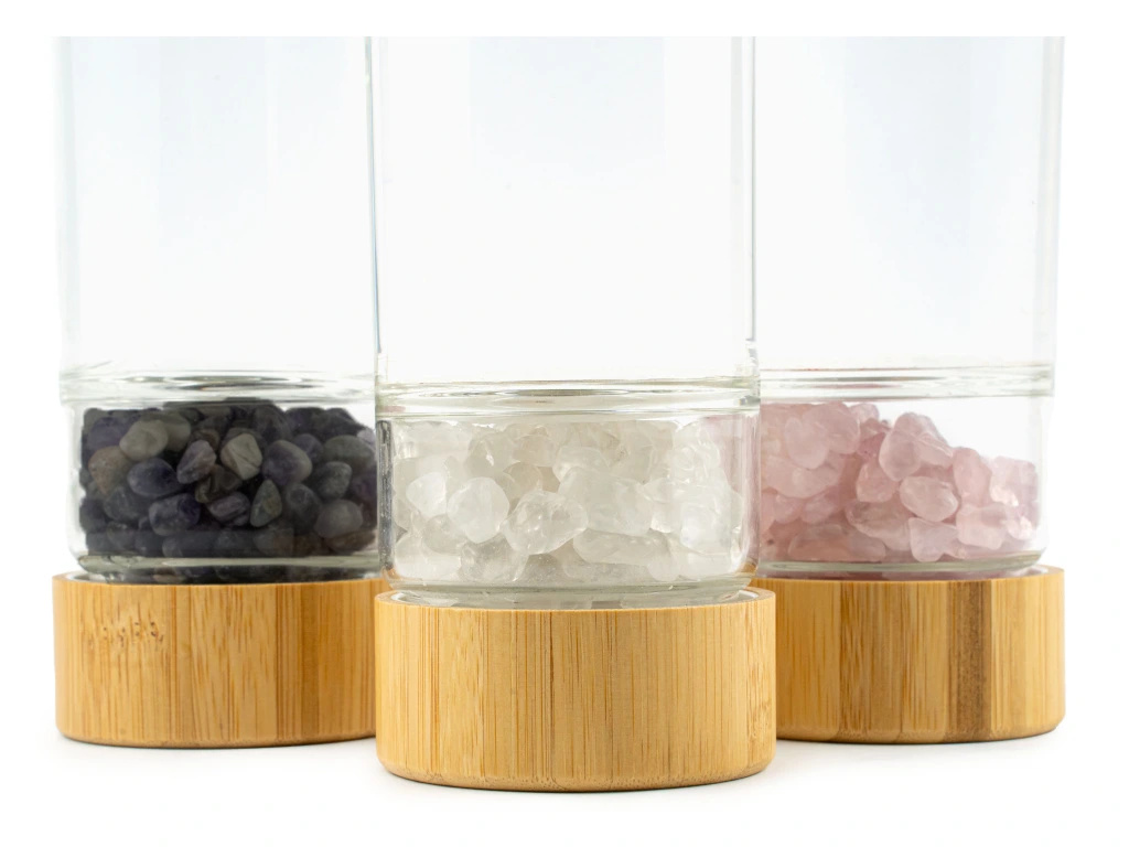 BrainMax Pure Skleněná láhev s ametystem, 500 ml Obrázek