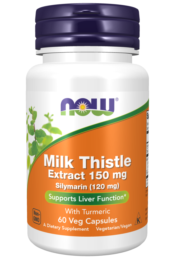 Now® Foods NOW Silymarin with Turmeric (extrakt z ostropestřce s kurkumou), 150 mg, 120 rostlinných kapslí