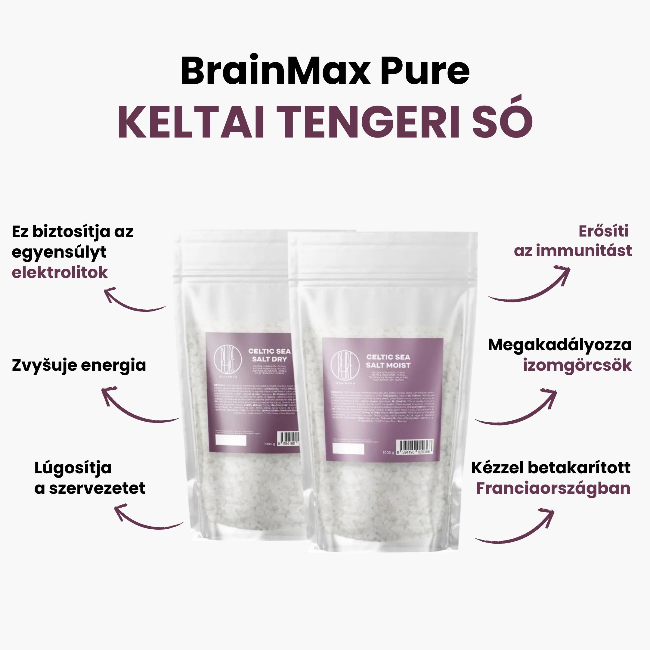 BrainMax Pure Keltská mořská sůl, vlhká, 1000 g Obrázek