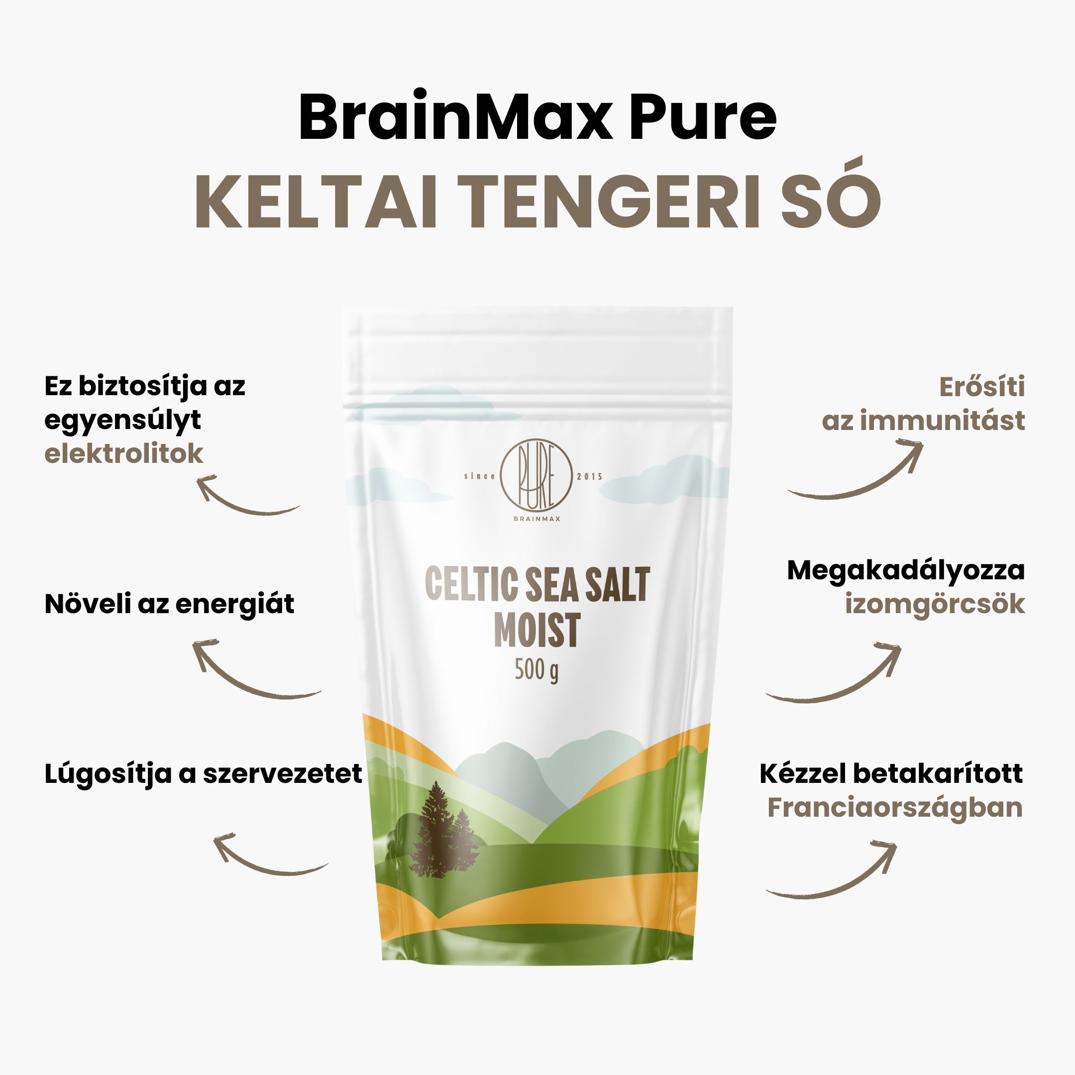 BrainMax Pure Keltská mořská sůl, vlhká, 500 g Obrázek