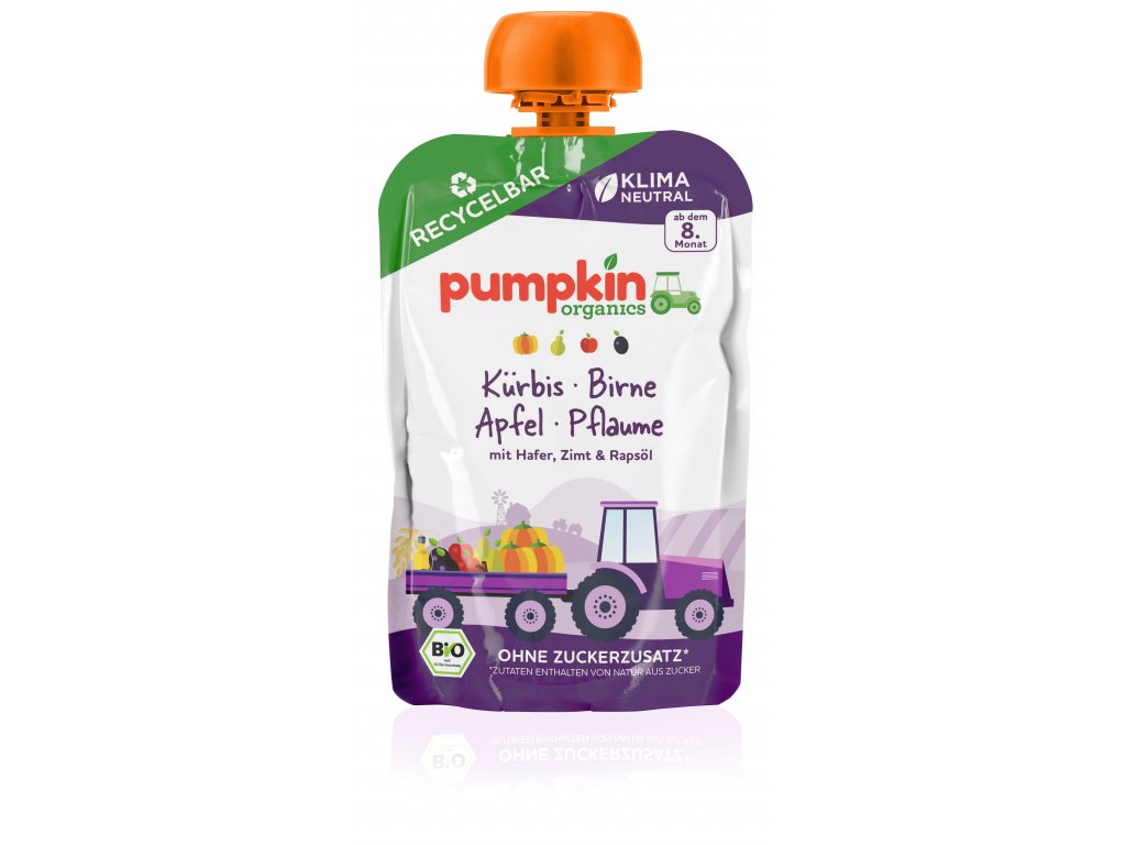 Pumpkin Organics - Zeleninové pyré z dýně s hruškou, švestkou a oves BIO, 100 g