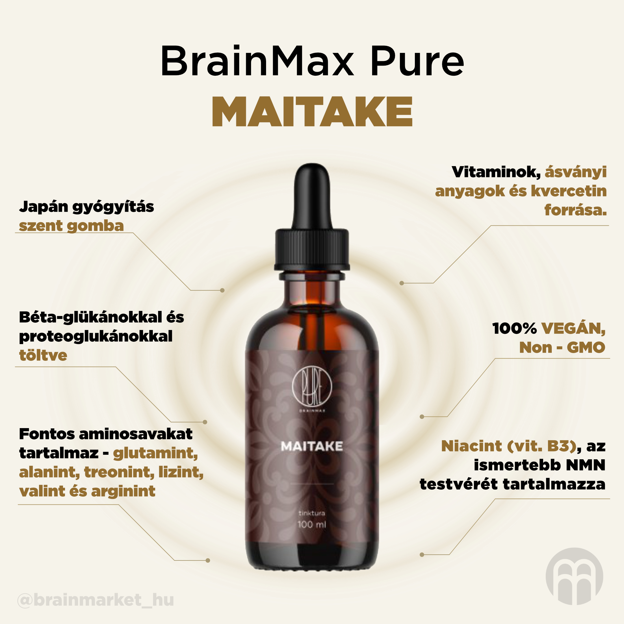 BrainMax Pure Maitake tinktura 1:2, 100 ml Obrázek