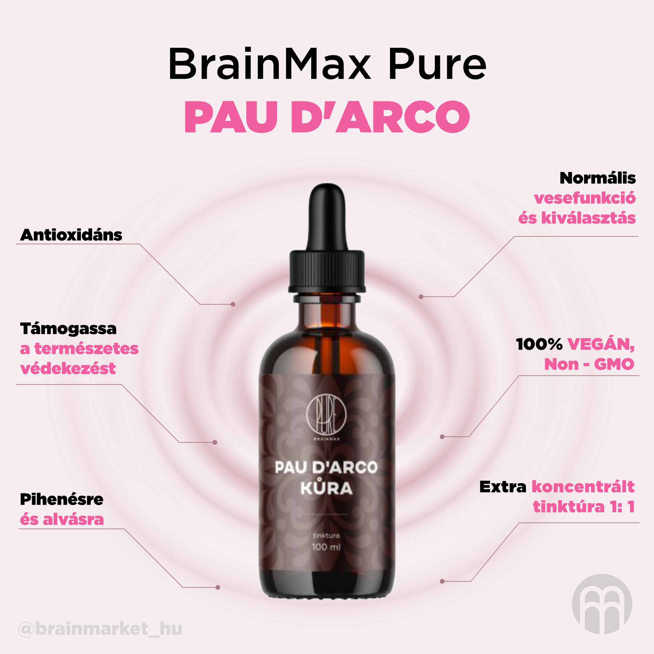 BrainMax Pure Pau D'Arco (Lapacho) kořen tinktura 1:1, 100 ml Obrázek