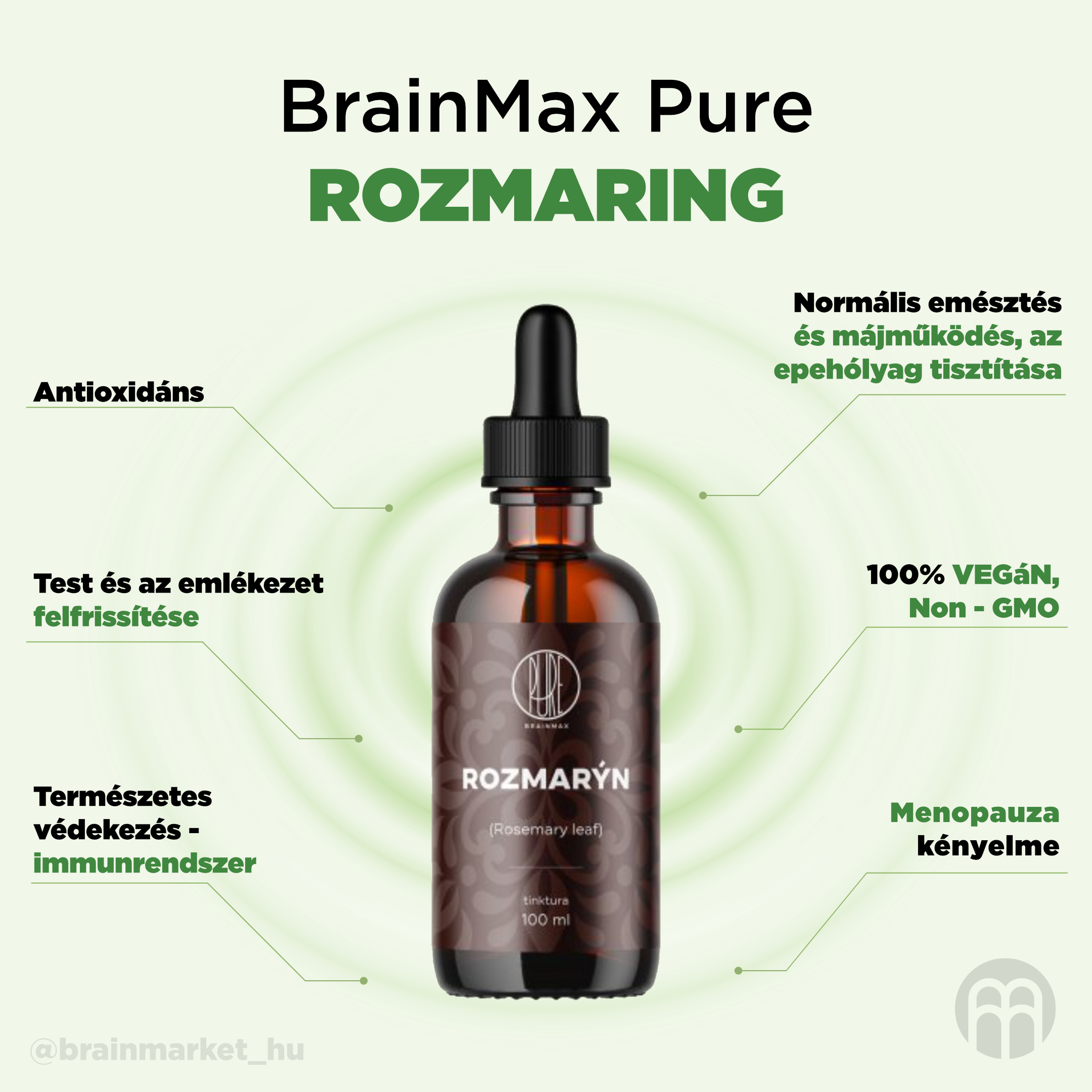 BrainMax Pure Rozmarýn (Rosemary leaf) tinktura 1:3, 100 ml Obrázek