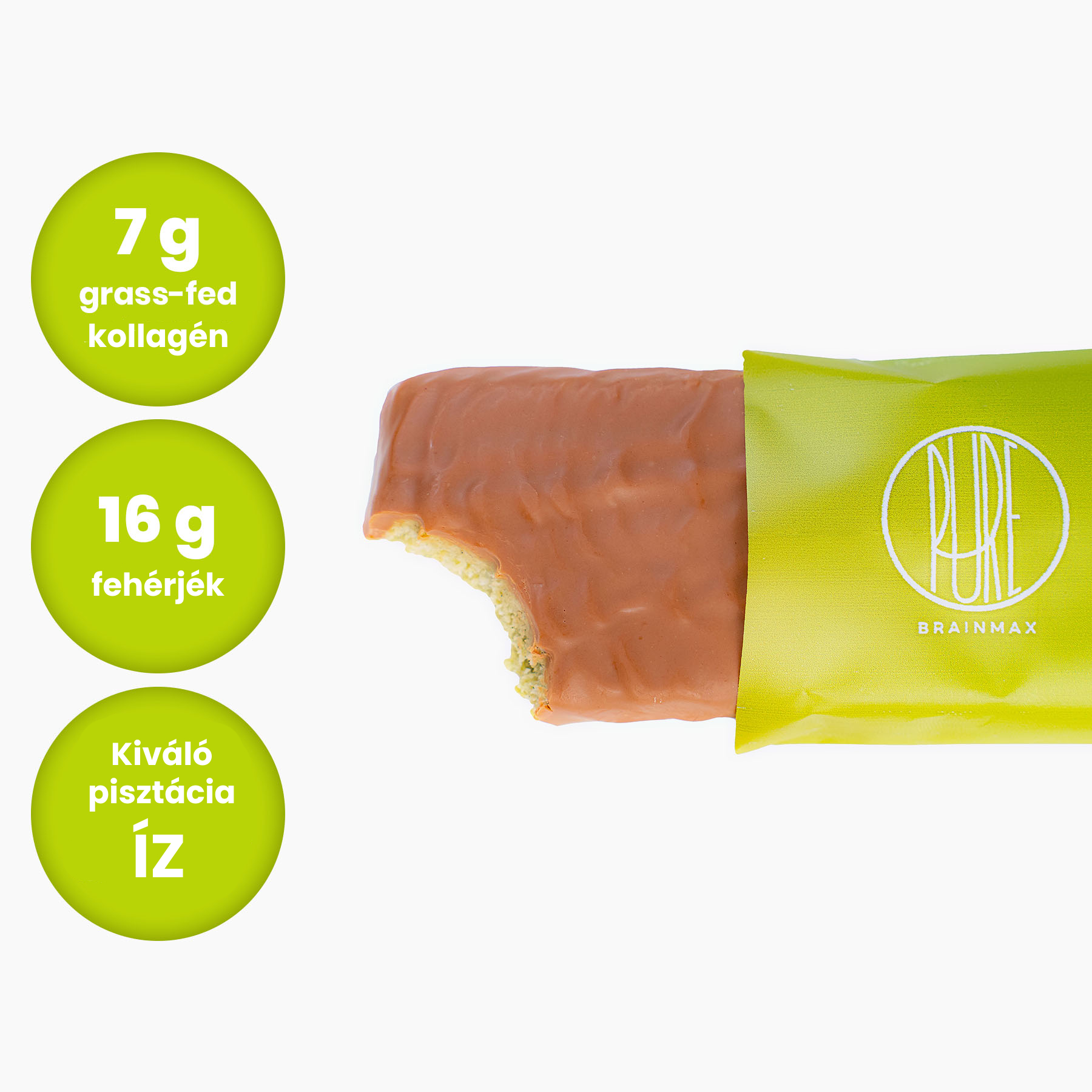 BrainMax Pure Collagen Bar, Pistachio, kolagenová tyčinka, pistácie, 60 g Obrázek