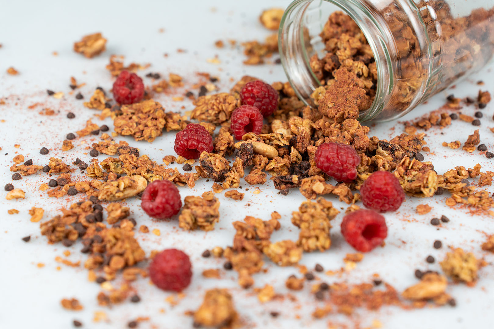 BrainMax Pure Choco Raspberry Granola, granola s čokoládou a malinami, BIO, 400 g Obrázek