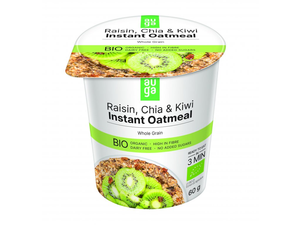 Auga Ovesná kaše s rozinkami, semínky chia a kiwi BIO 60 g