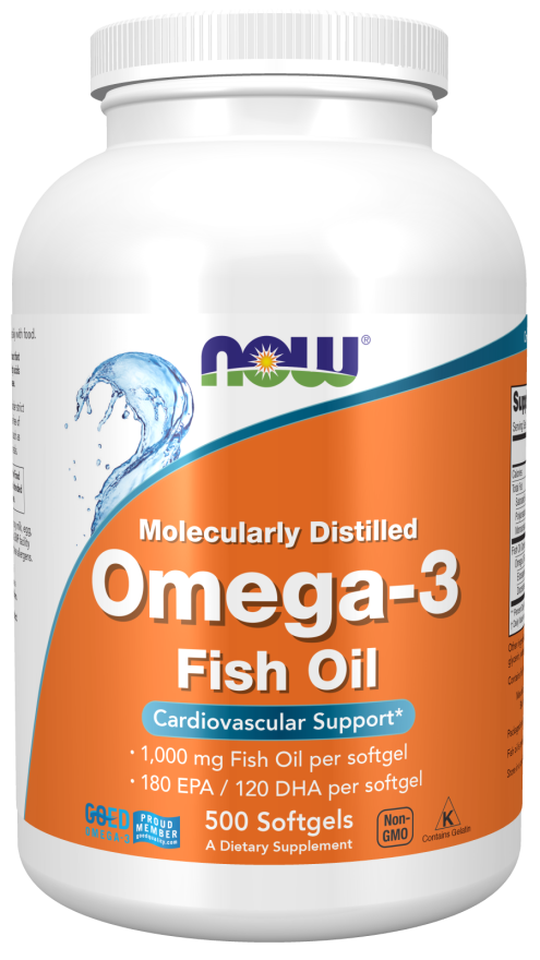 Now® Foods NOW Omega-3, molekulárně destilované, 500 softgelových kapslí Obrázek