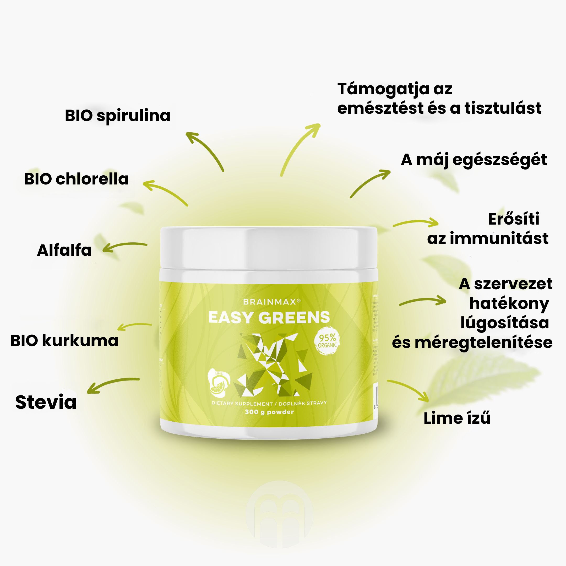 BrainMax Easy Greens, Limetka, 300 g Obrázek
