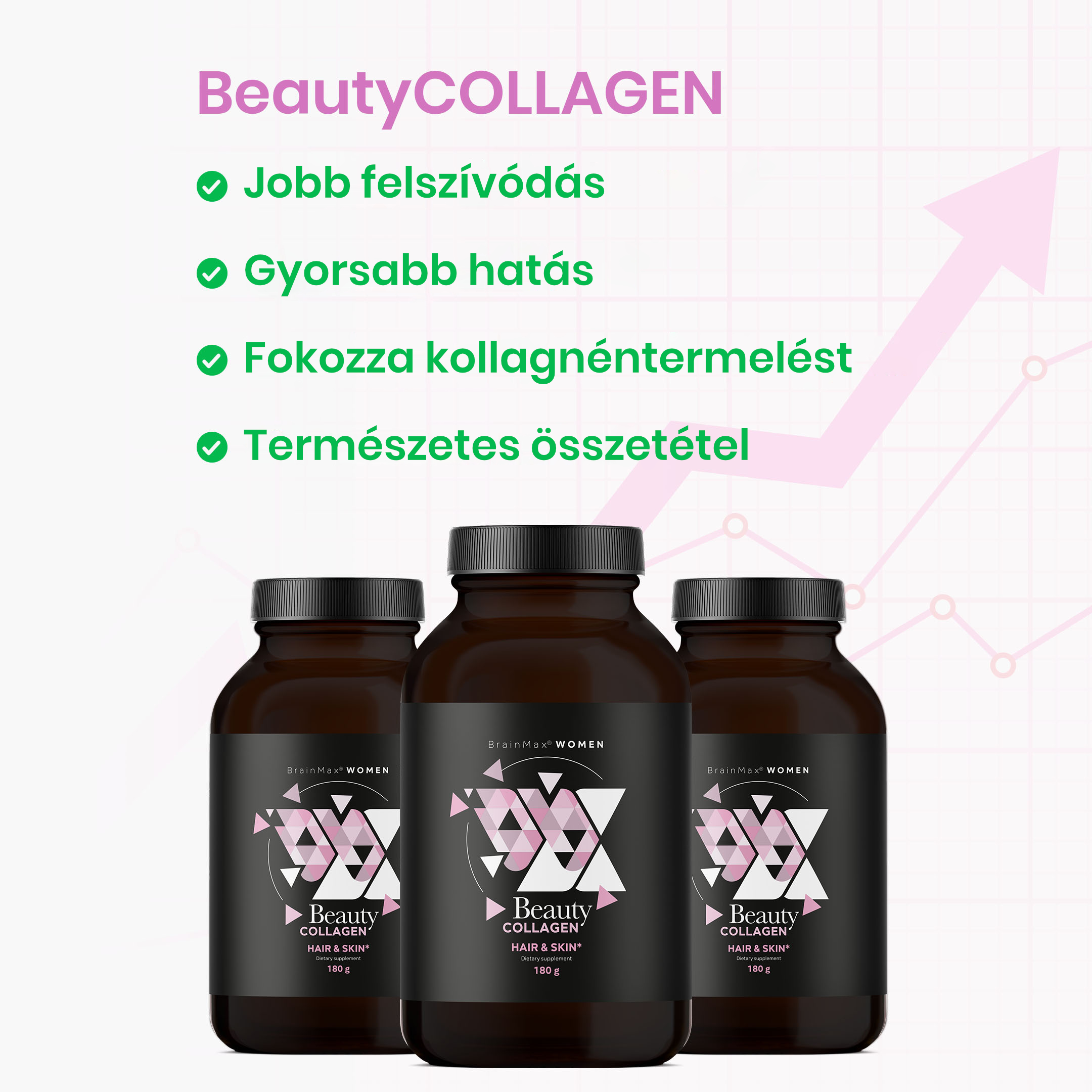 BrainMax Women Beauty Fish Collagen, mořský rybí kolagen Naticol®, 250 g Příchuť: Lesní jahoda Obrázek