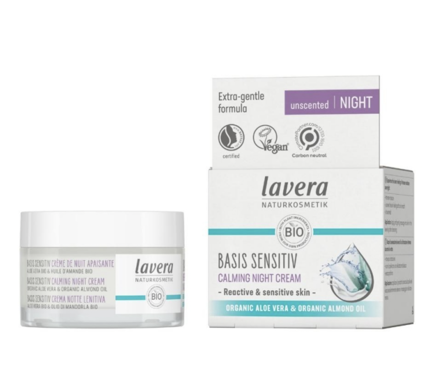Lavera - Basis Sensitiv, Zklidňující noční krém bez parfemace, 50 ml