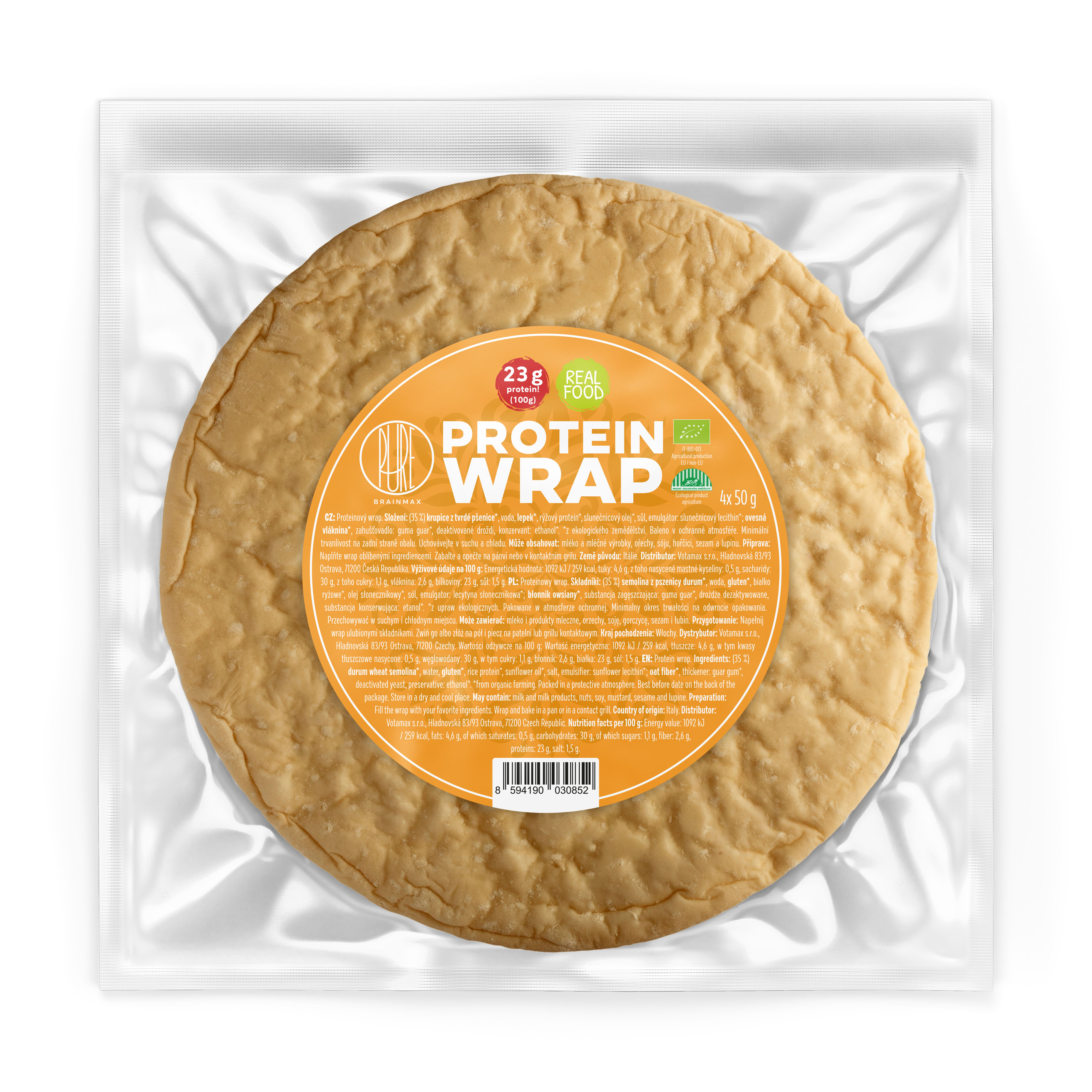 BrainMax Pure High Piadina Wrap BIO, 200 g, 4 ks