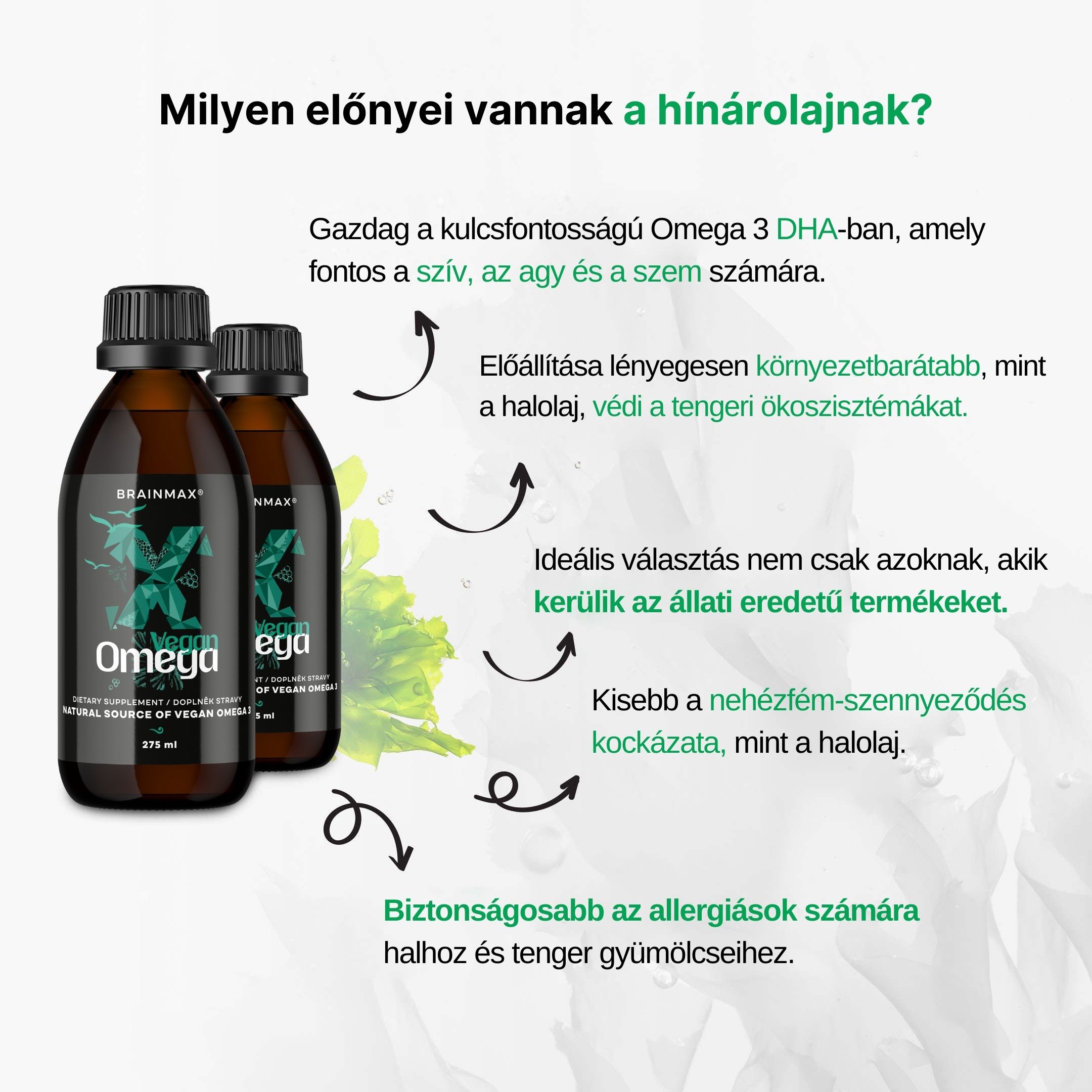 BrainMax Vegan Omega 3, 2850 mg DHA & EPA, 275 ml Obrázek