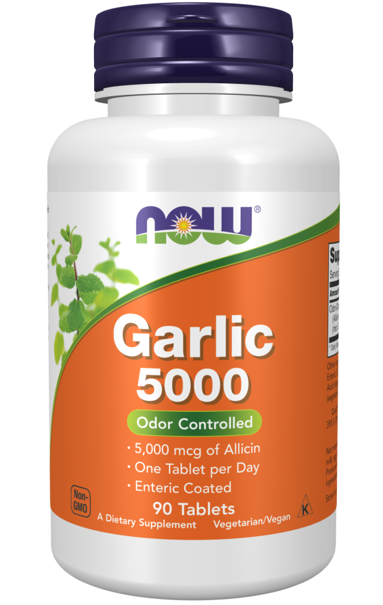 NOW® Foods NOW Fokhagyma 5000 mcg Allicin szagtalan fokhagyma olaj 90 enterális tabletta