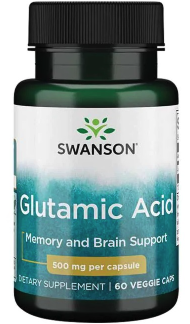 Swanson Glutamic Acid 500mg, kyselina glutamová, 60 kapslí Obrázek
