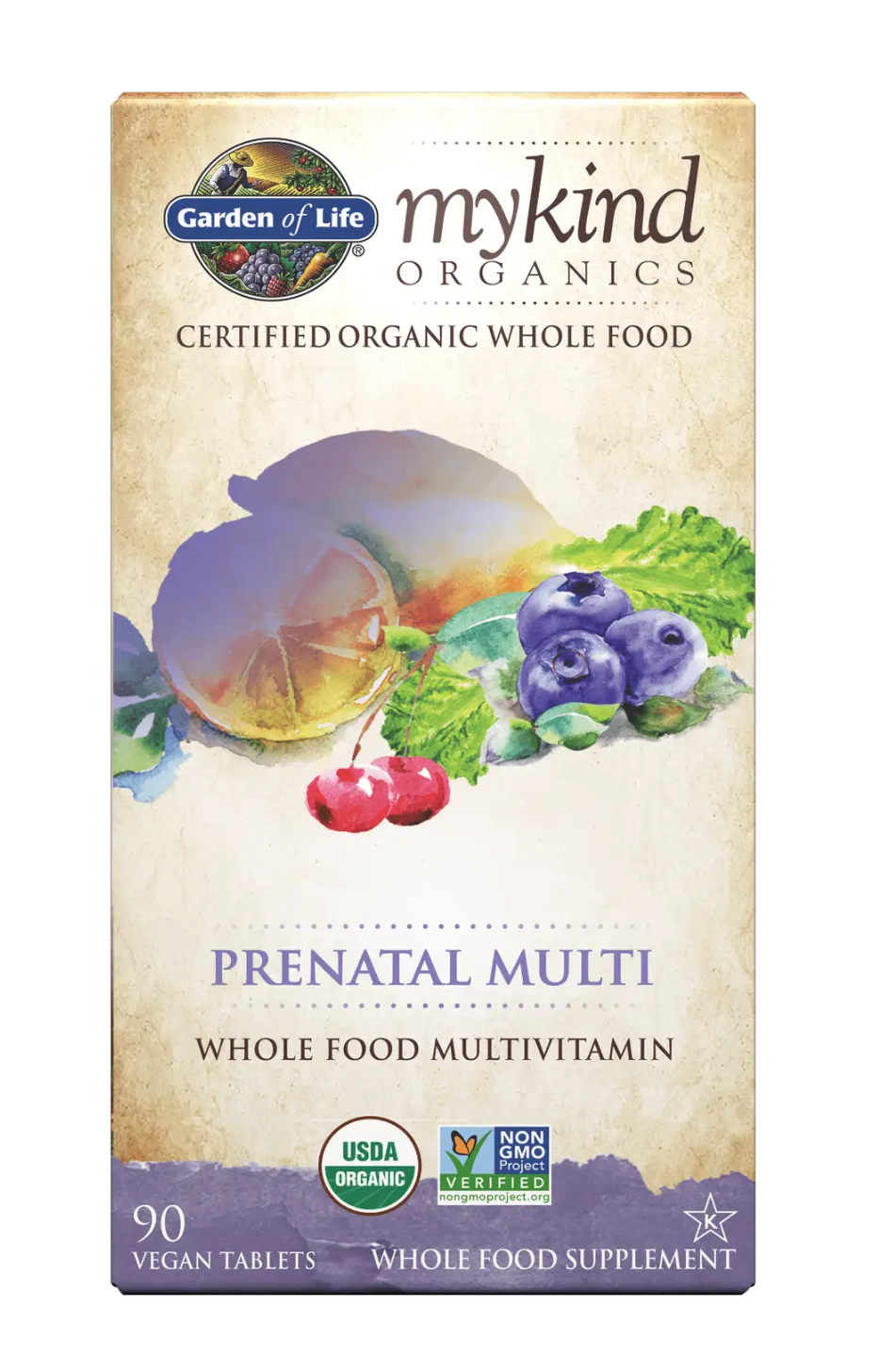 Garden of life Mykind Prenatal Multi, multivitamin terhes nőknek, 90 db gyógynövényes tabletta Obrázek