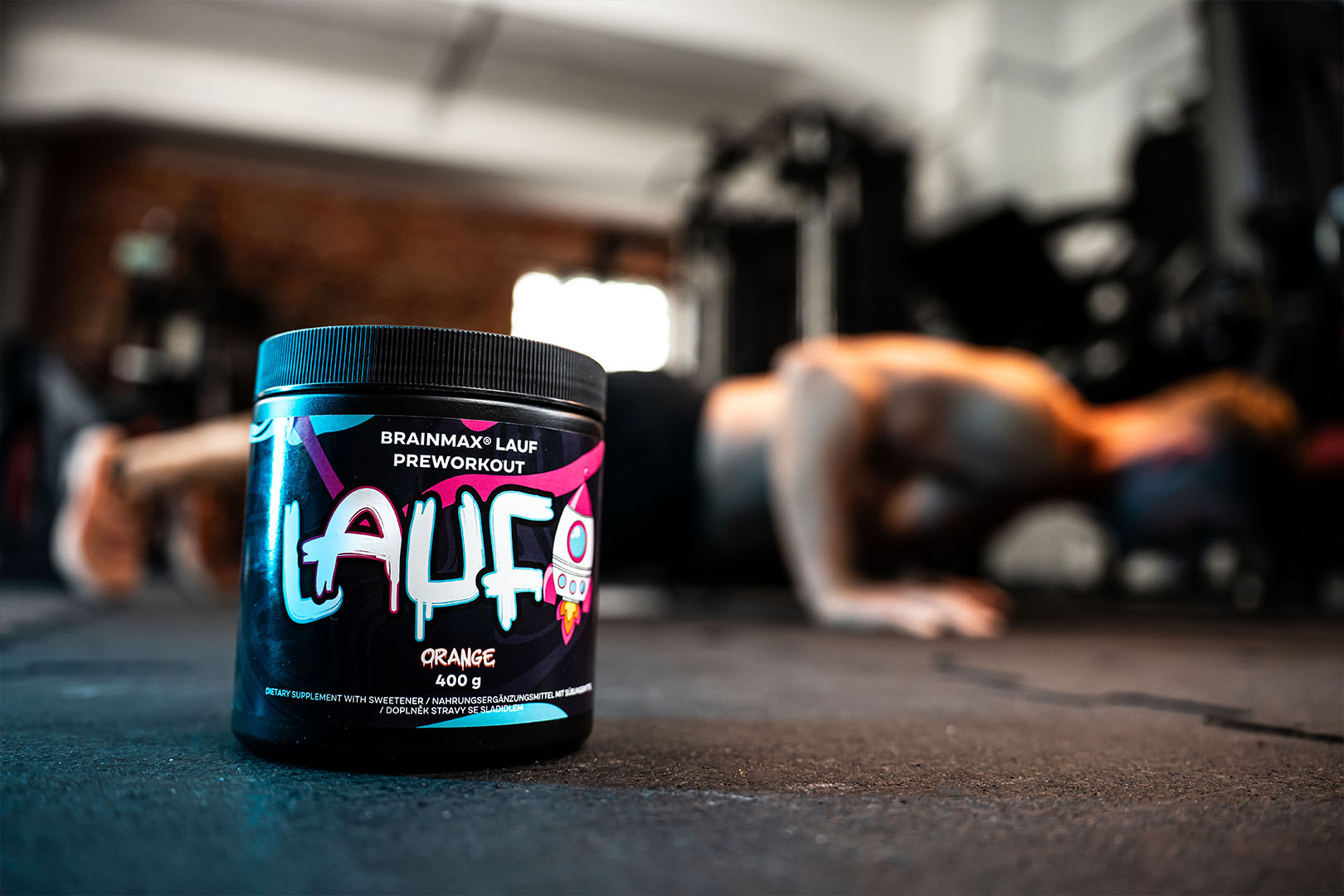 BrainMax LAUF Preworkout, s kofeinem, 400 g Příchuť: Malina Obrázek