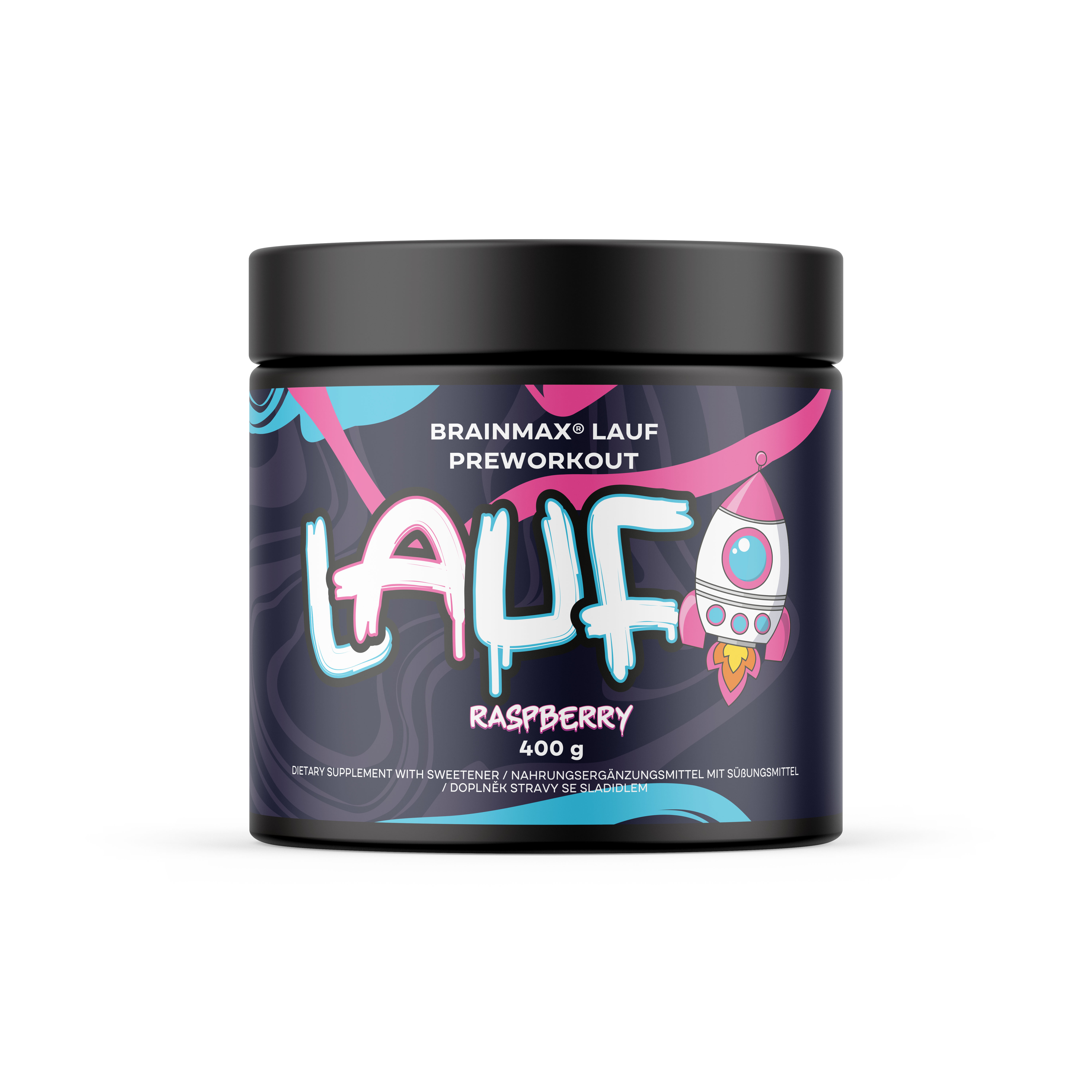 BrainMax LAUF Preworkout, s kofeinem, 400 g Příchuť: Malina Obrázek