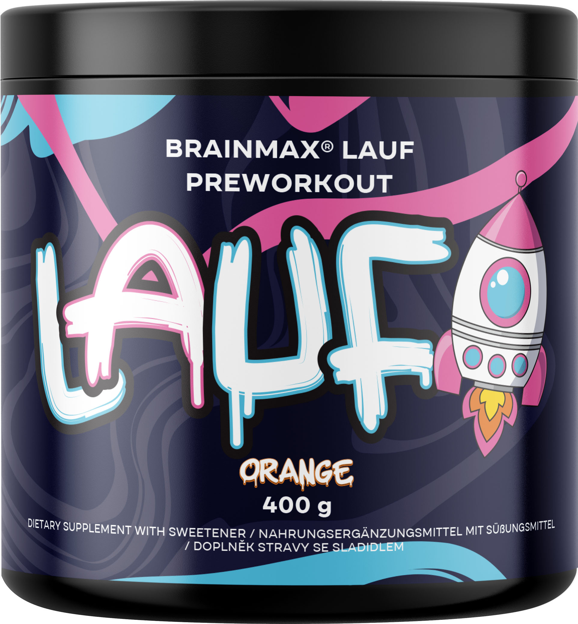 BrainMax LAUF Preworkout, s kofeinem, 400 g Příchuť: Malina Obrázek