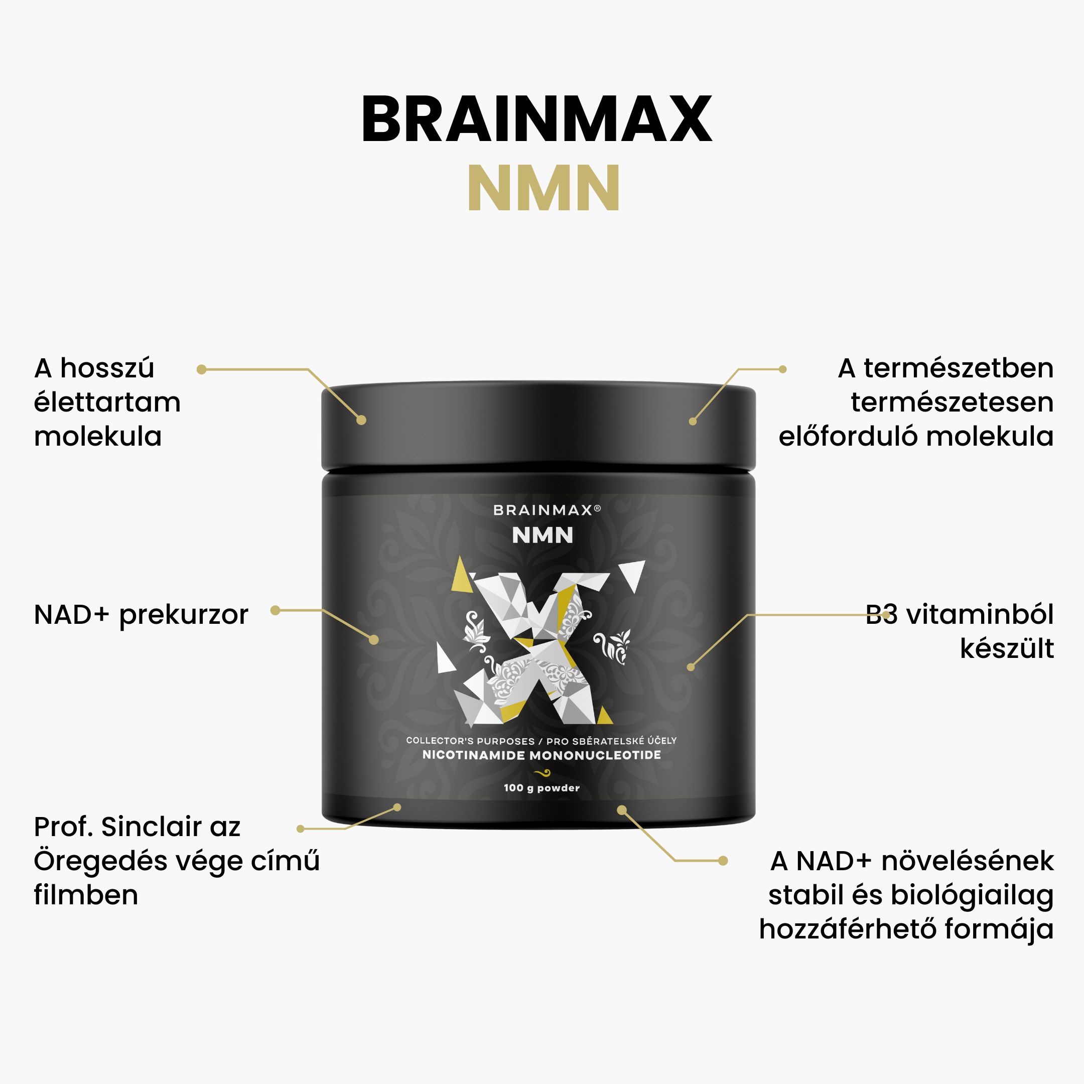 BrainMax eNeMeN, nikotinamid mononukleotid Hmotnost: 100 g Obrázek