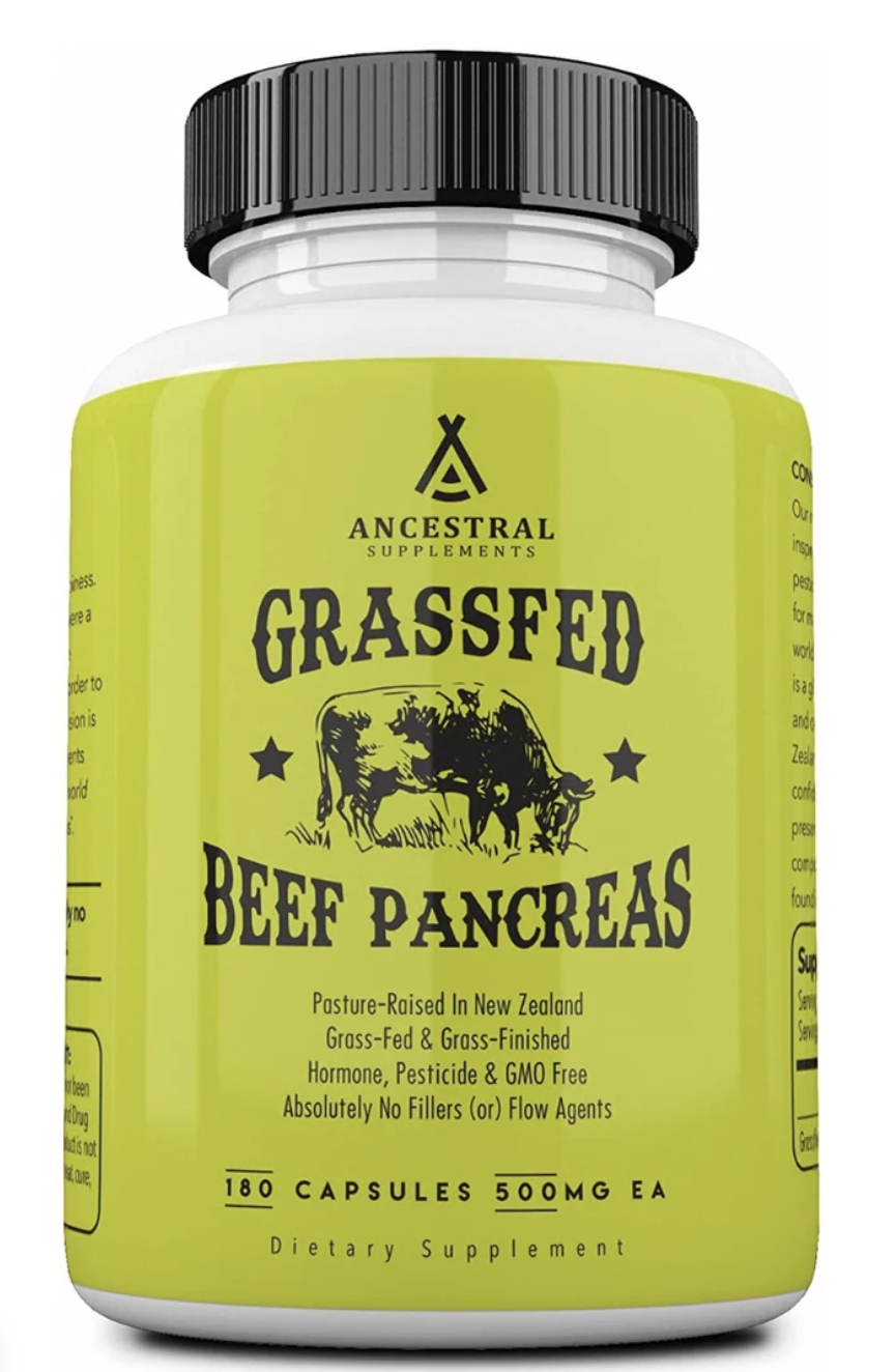 Ancestral Supplements, Grass-fed Beef Pancreas, hovězí slinivka, 180 kapslí, 30 dávek
