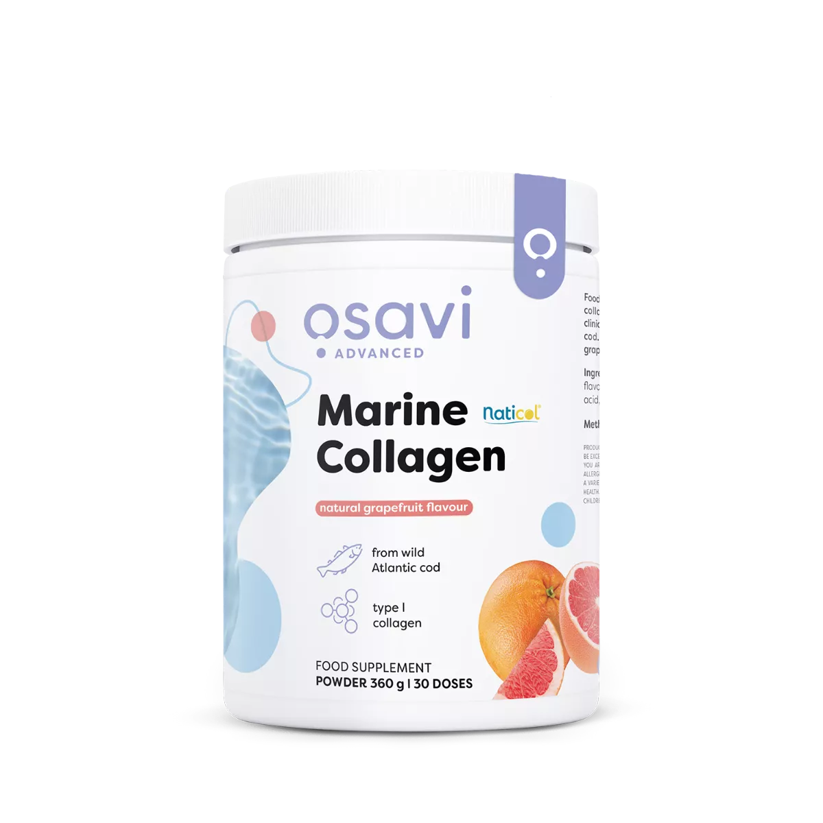 Osavi Marine Collagen Wild Cod Grapefruit, Tengeri kollagén vad tőkehalból, grapefruit, 360 g