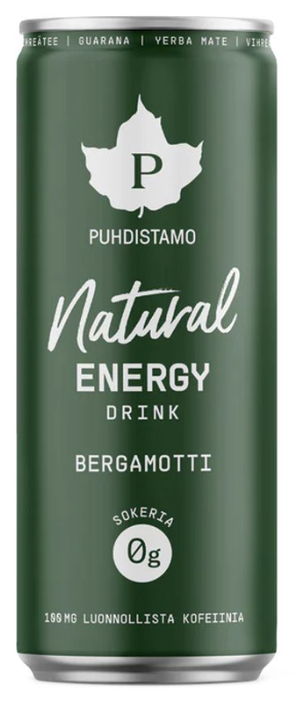 Puhdistamo Natural Energy Drink - Energetický nápoj - Bergamot 330 ml