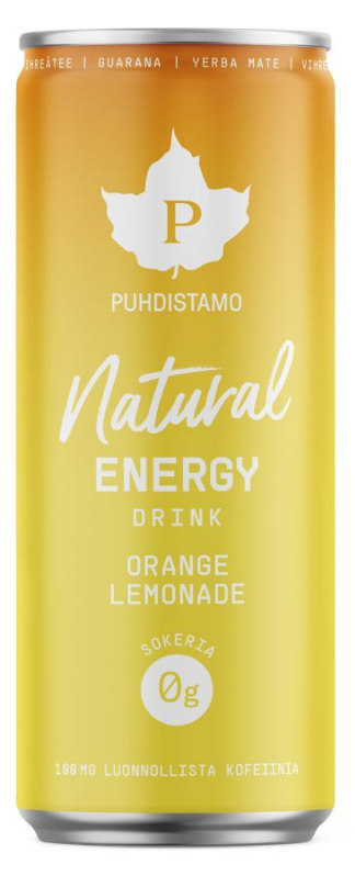 Puhdistamo Natural Energy Drink orange – Energetický nápoj pomeranč 330 ml