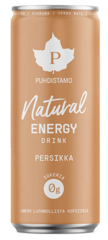 Puhdistamo Natural Energy Drink - Energetický nápoj broskev 330 ml