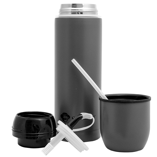 Cebador - Yerbomos 5.0 šedá, termoska a bombilla v jednom, 650 ml Obrázek