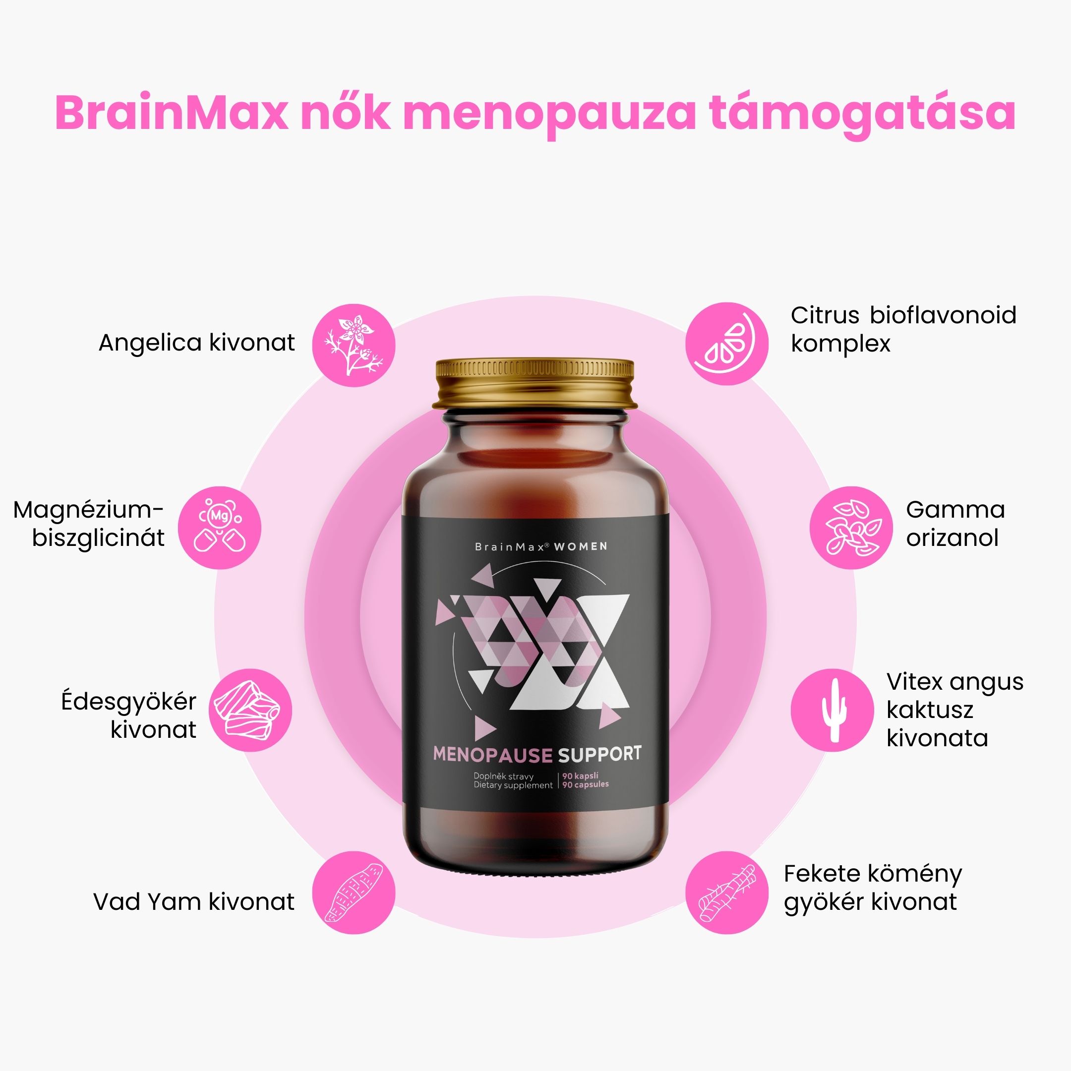 BrainMax Women Menopause Support, podpora při menopauze, 90 rostlinných kapslí Obrázek
