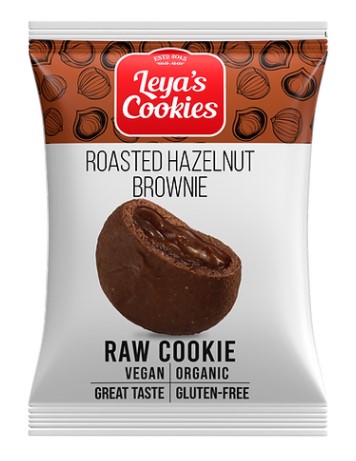 Leya's Cookies  Organic Raw Hazelnut Brownie Cookie, Lískooříšková brownie, RAW, BIO, 25 g