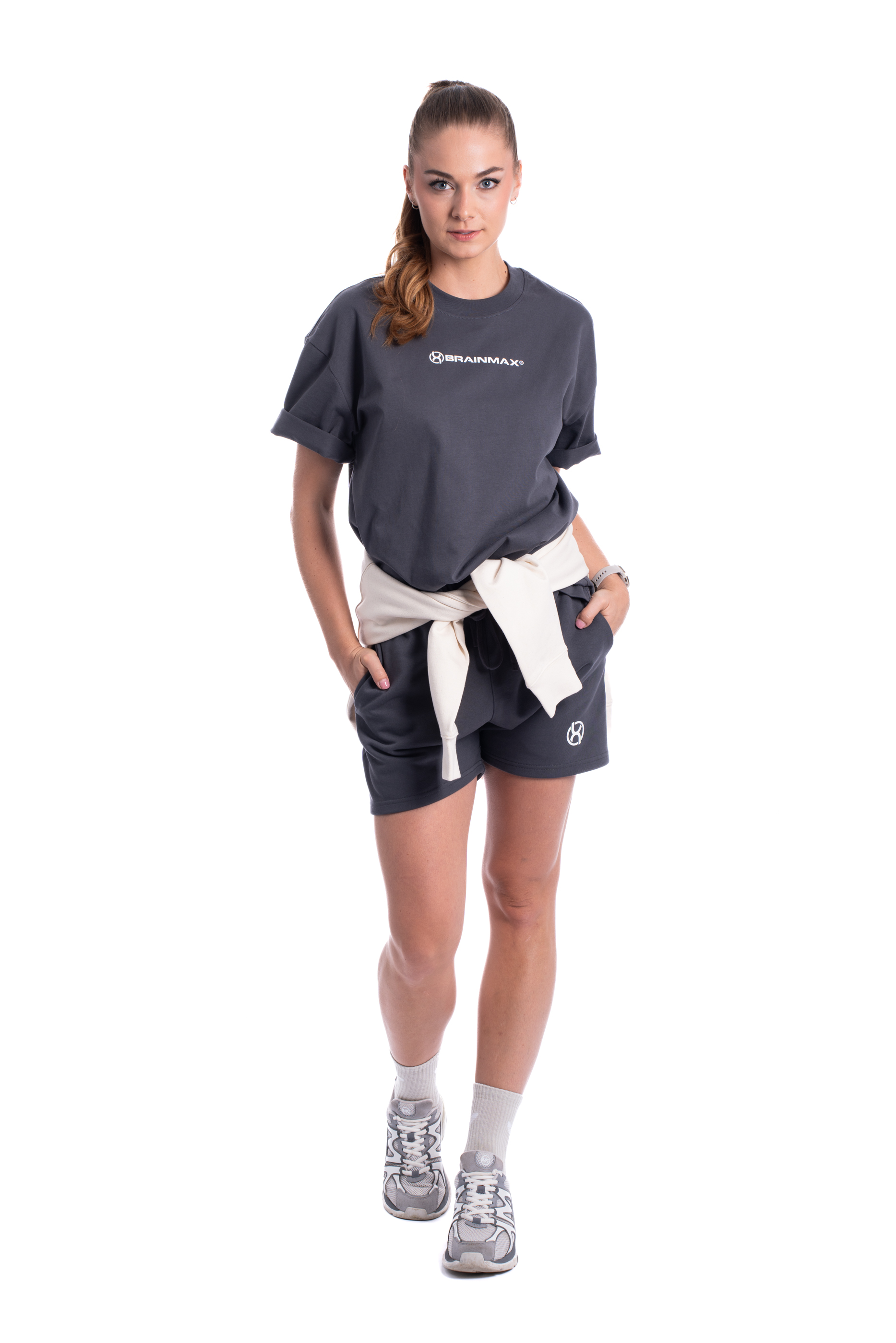 BrainMax oversized triko & kraťasy set, tmavě šedá Velikost: XL Obrázek