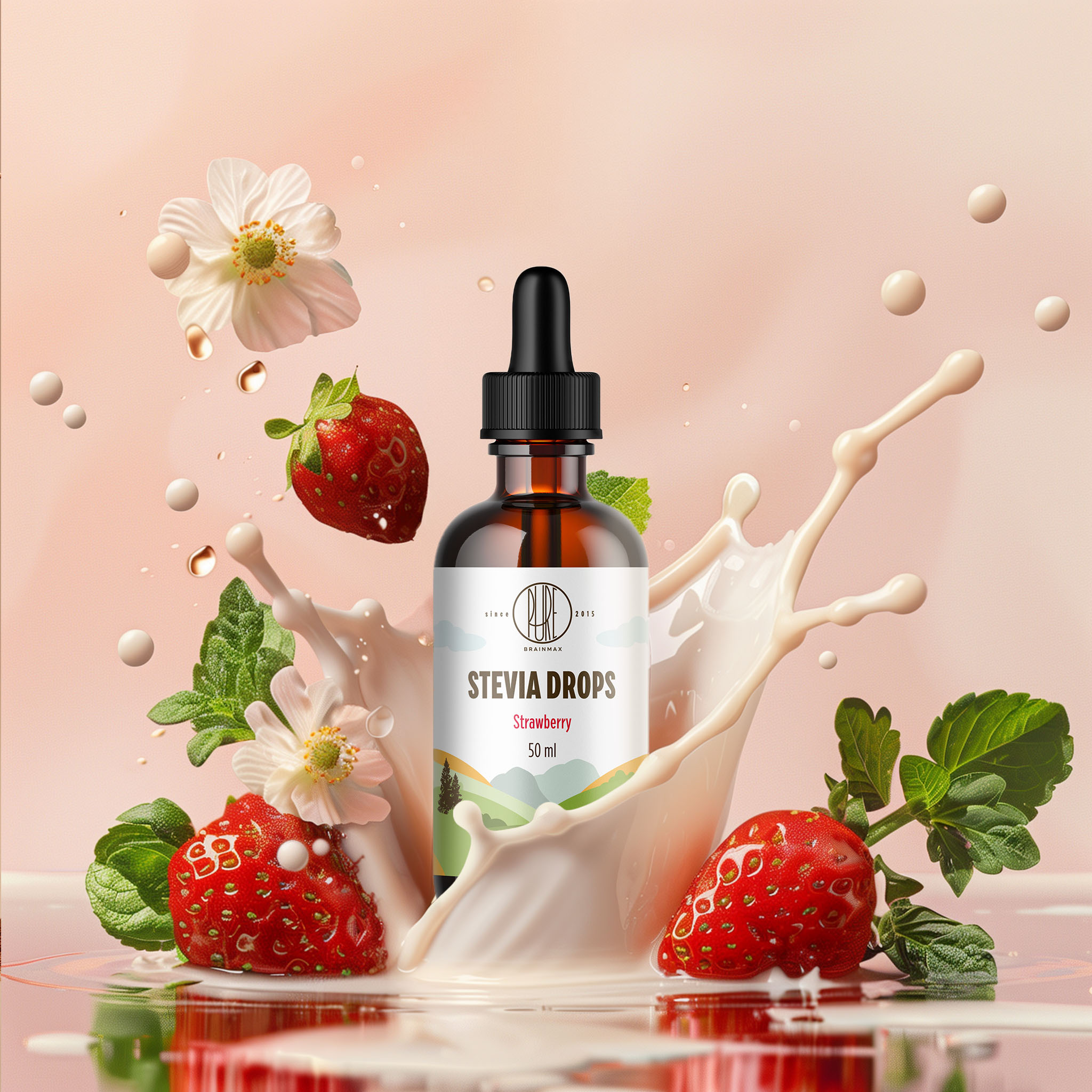 BrainMax Pure Stevia drops, Stévie kapky, různé druhy, 50 ml Příchuť: Máta Obrázek
