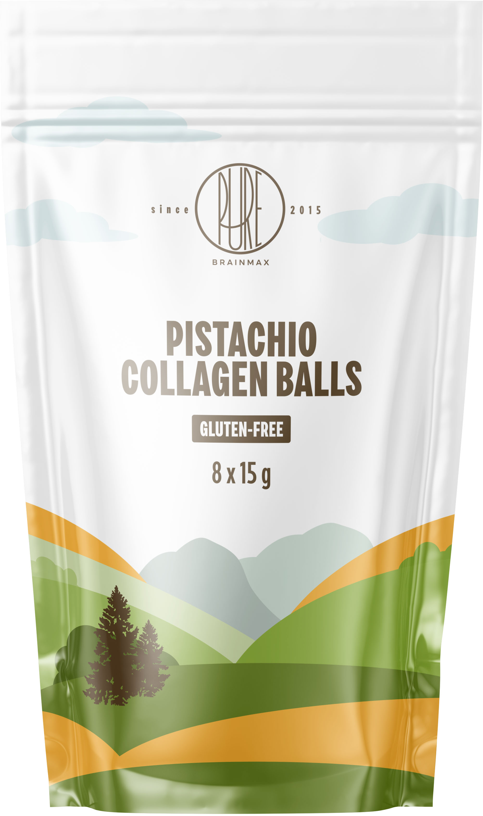 BrainMax Pure Pistachio Collagen Balls, Kolagenové kuličky, Pistácie, BIO, 8 ks Obrázek