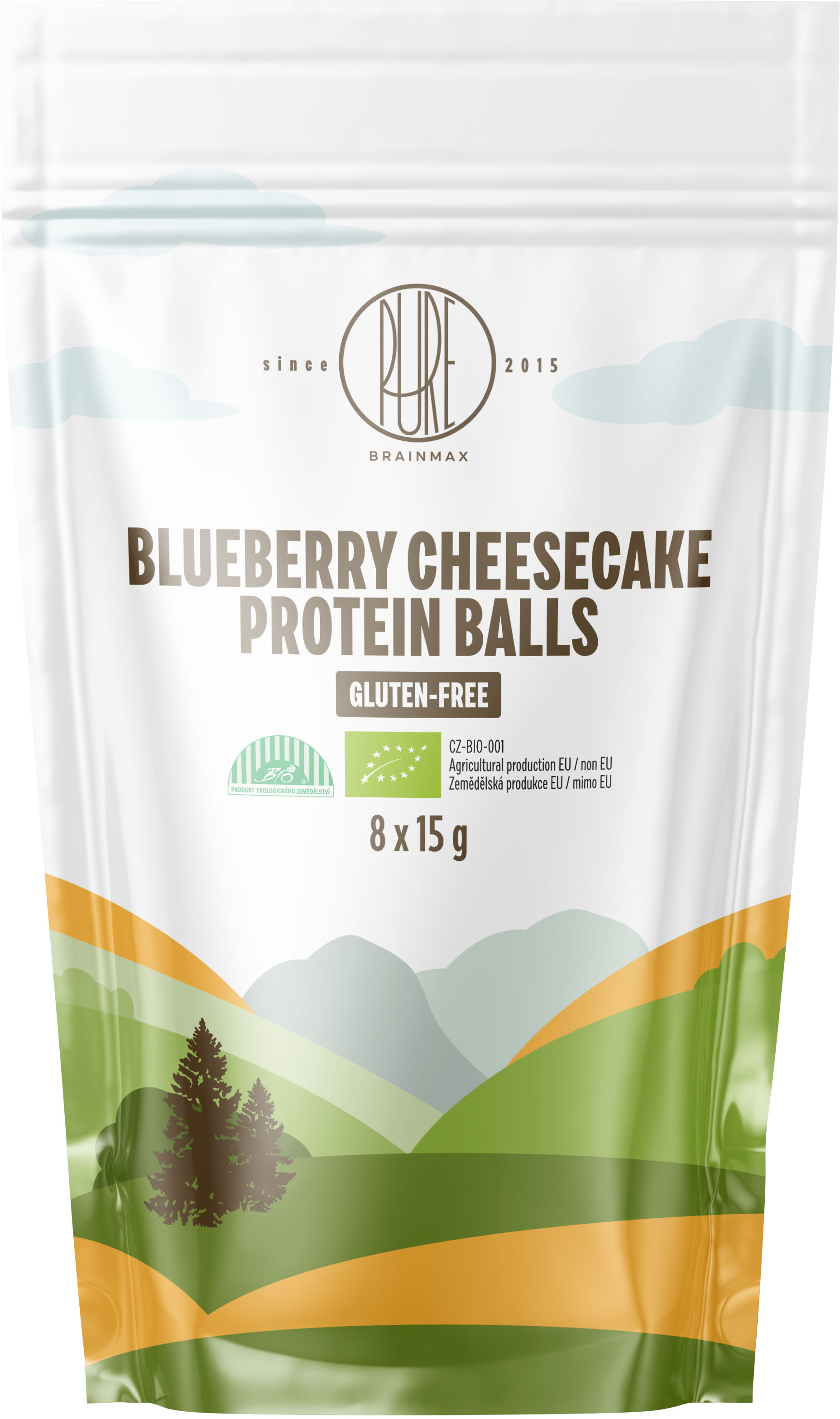 BrainMax Pure Protein Balls Blueberry Cheesecake, Proteinové kuličky, Borůvkový cheesecake, 8 ks