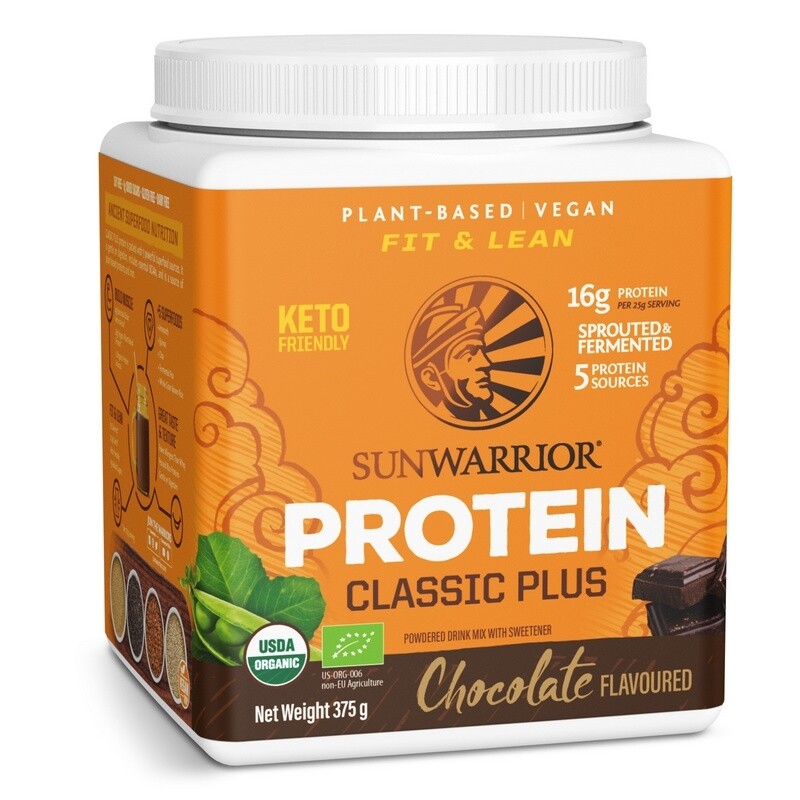Sunwarrior Protein classic čokoláda BIO 375 g Obrázek