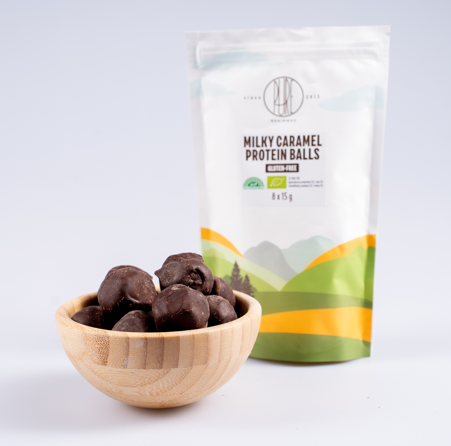 BrainMax Pure Protein Balls Milky Caramel, Proteinové kuličky, Mléčný karamel, BIO, 8 ks Obrázek