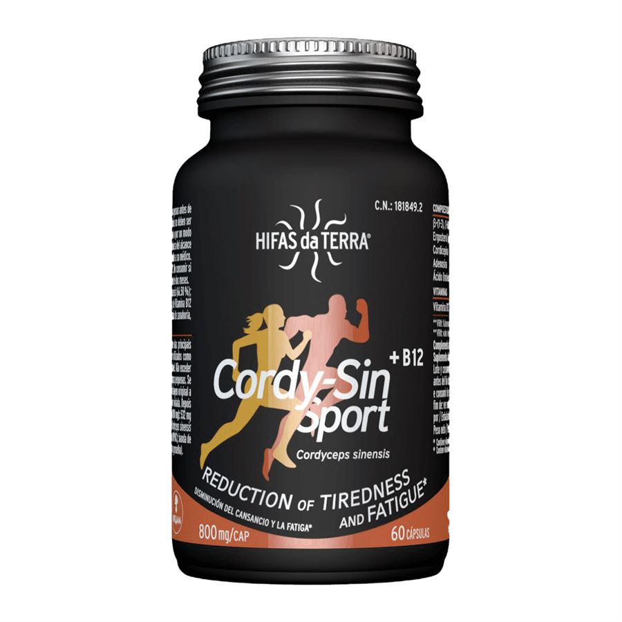 Hifas da Terra Cordy-Sin Sport, cordyceps + B12, 60 rostlinných kapslí Obrázek