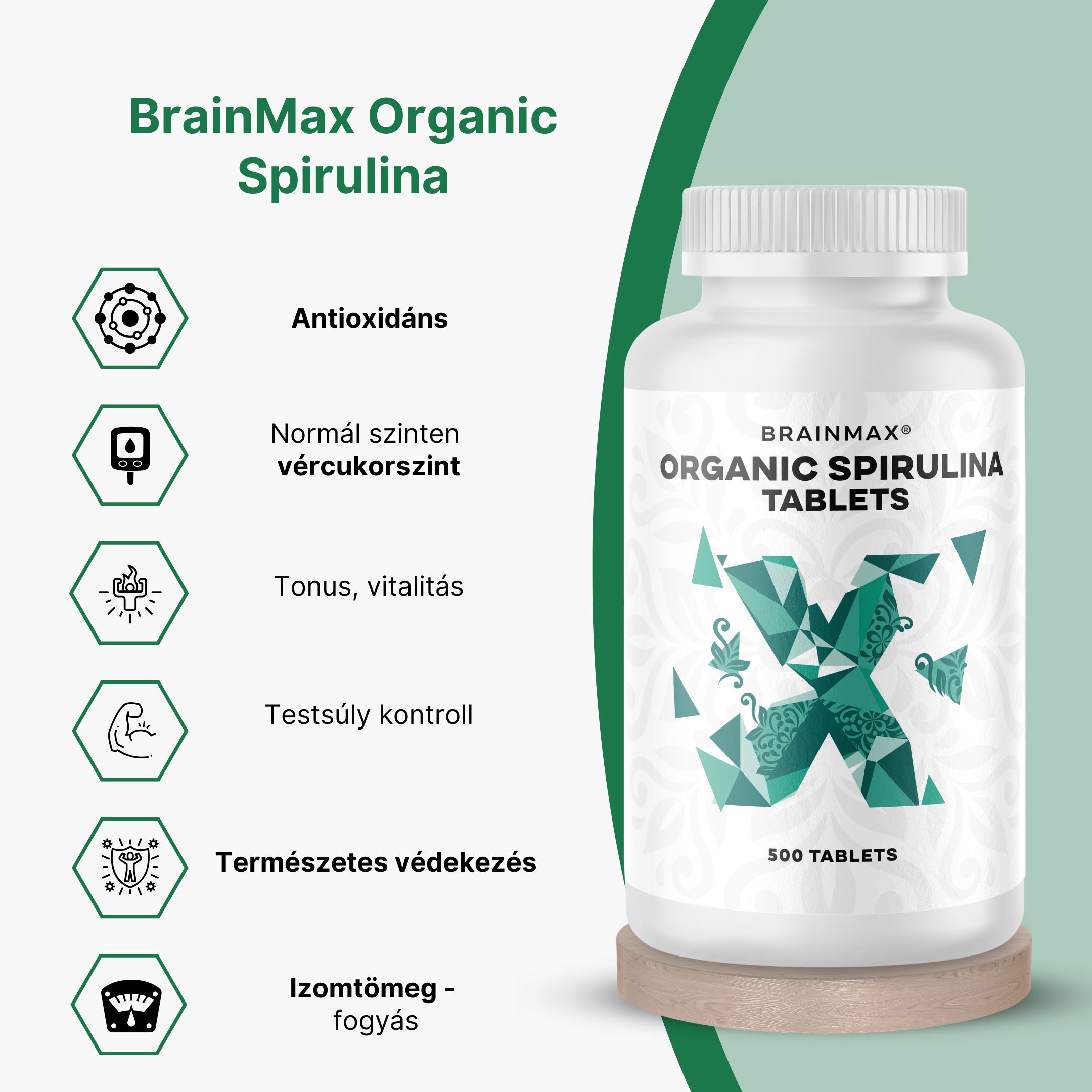 BrainMax Spirulina BIO, tablety Počet kapslí: 500 tablet Obrázek