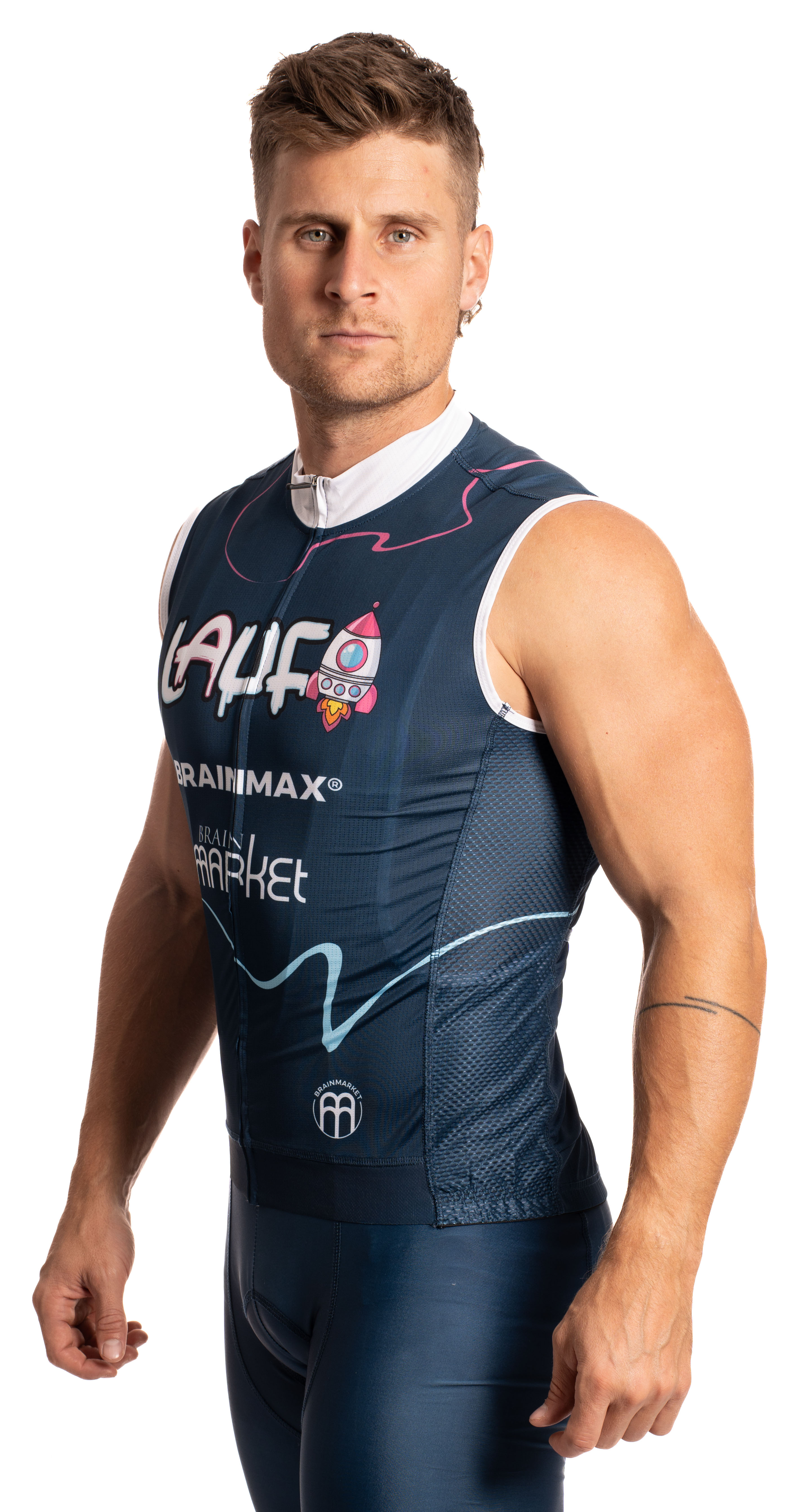 BrainMax LAUF cyklistický dres bez rukávů, modrý Velikost: M Obrázek