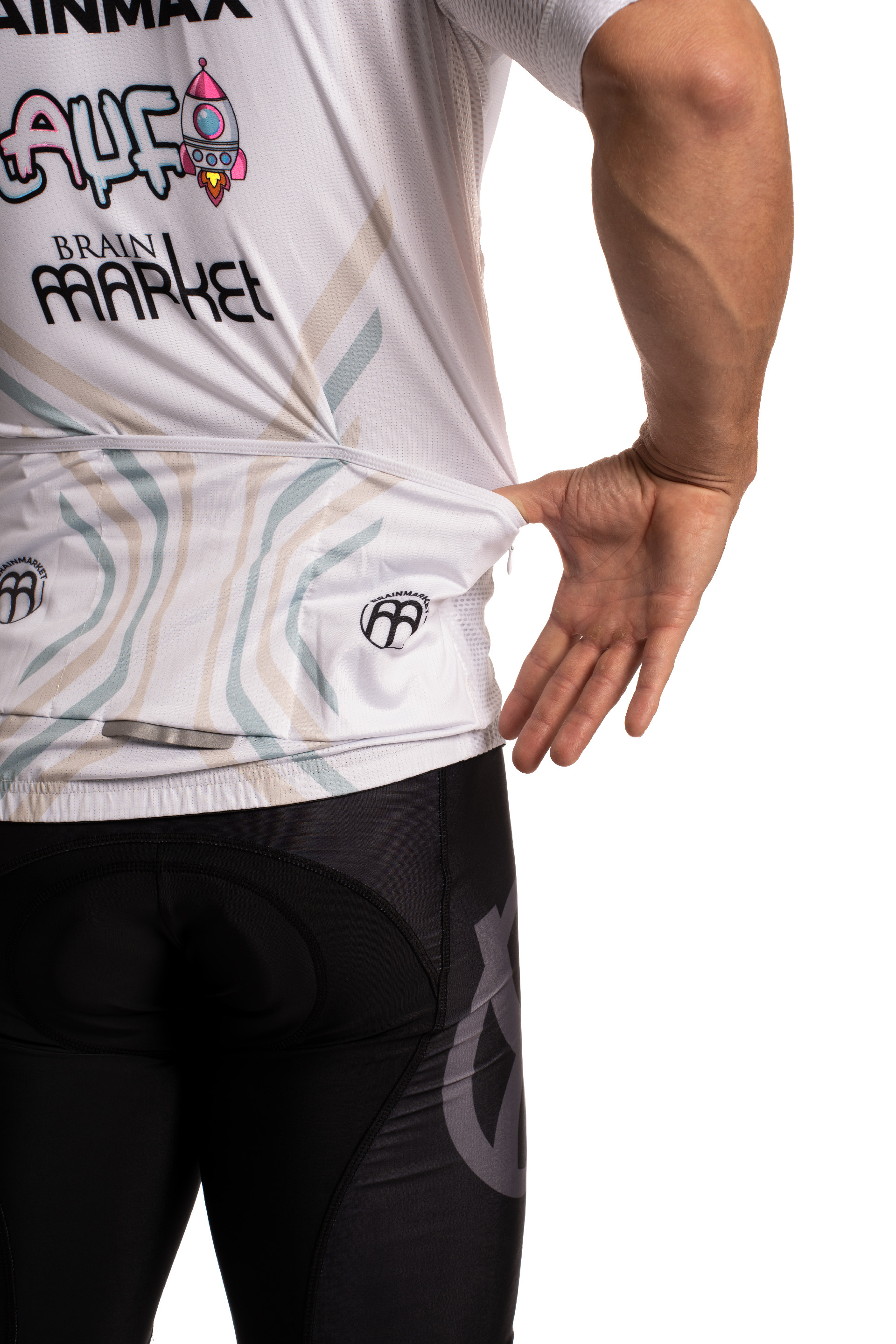 BrainMax LAUF cyklistický set, bílý dres a černé kraťasy se šlemi Velikost: XL Obrázek