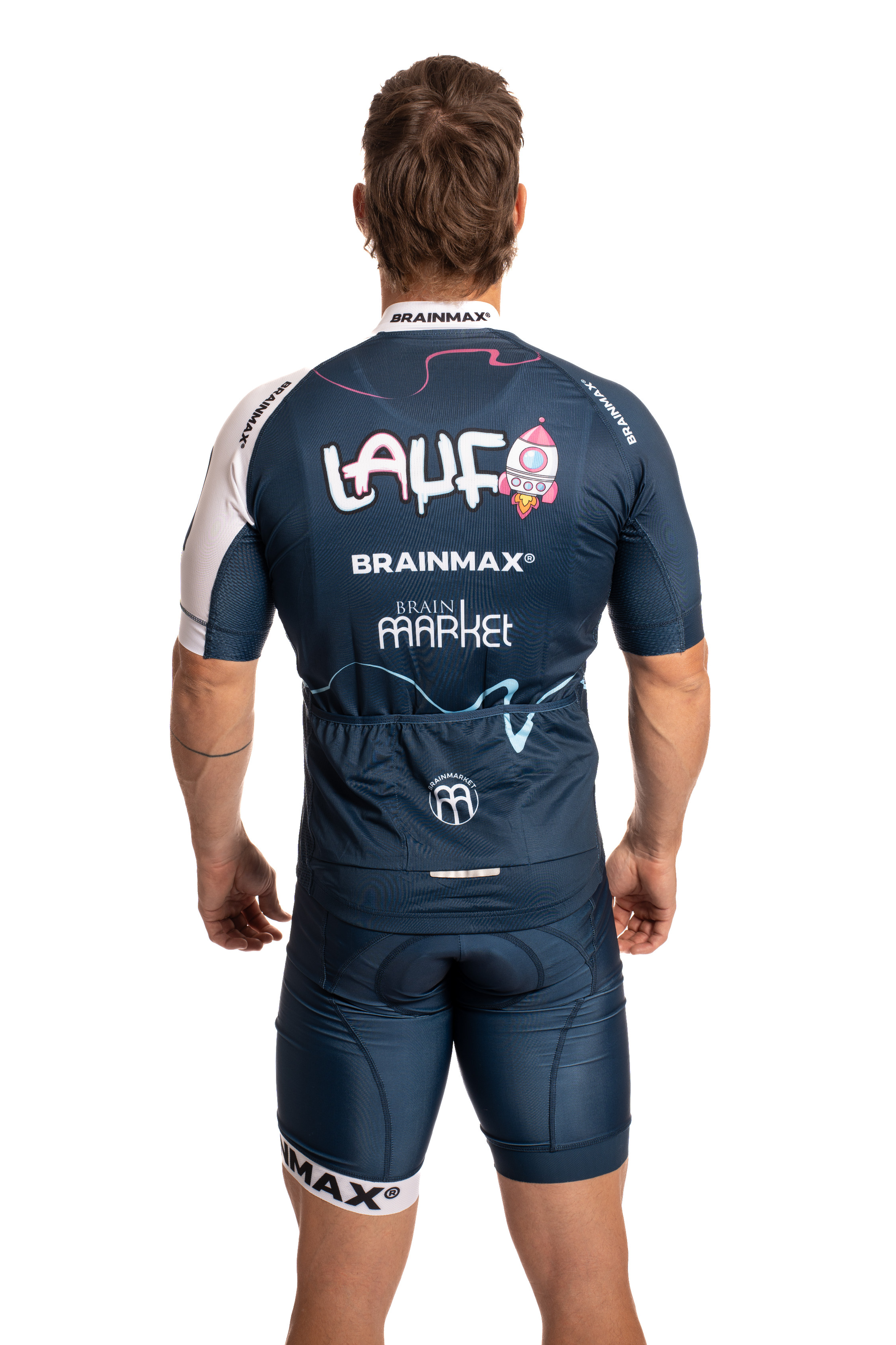 BrainMax LAUF cyklistický set, modrý dres a modré kraťasy se šlemi Velikost: M Obrázek