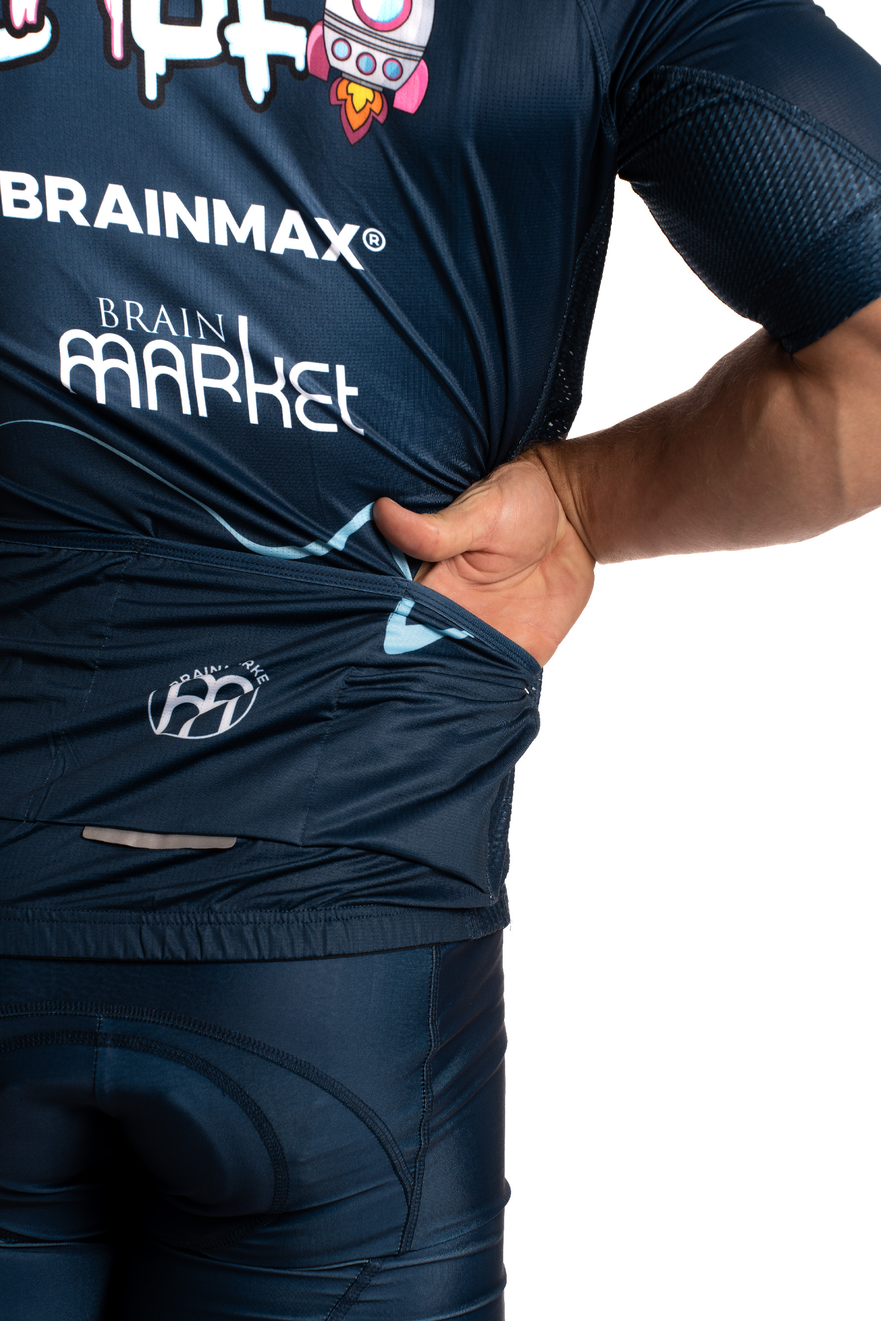 BrainMax LAUF cyklistický set, modrý dres a modré kraťasy se šlemi Velikost: M Obrázek