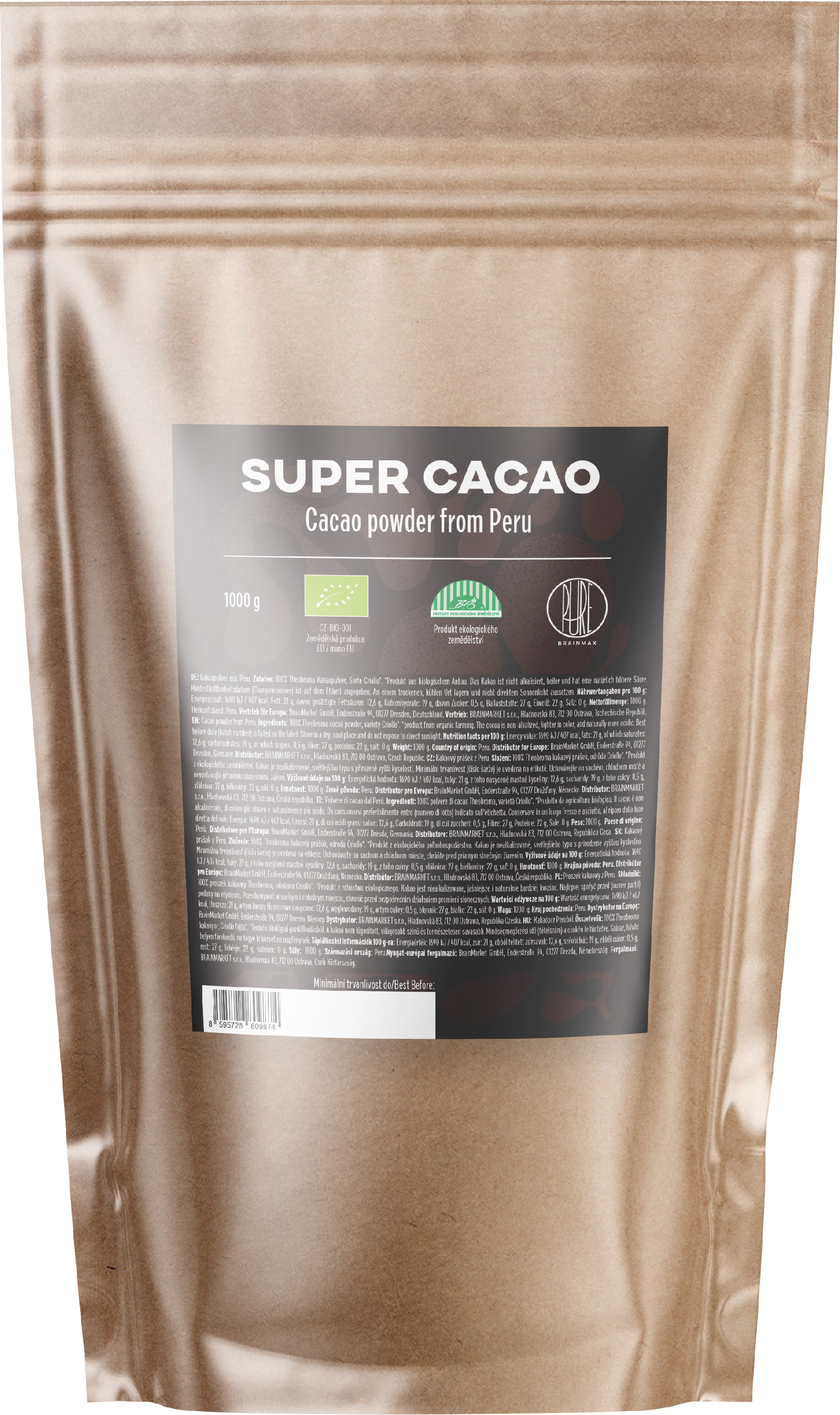 BrainMax Pure Super kakao z Peru, BIO Hmotnost: 1000 g Obrázek