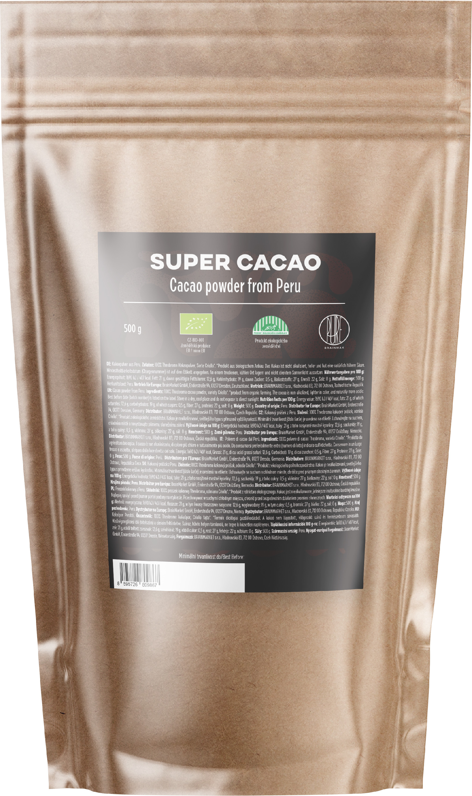 BrainMax Pure Super kakao z Peru, BIO Hmotnost: 1000 g Obrázek