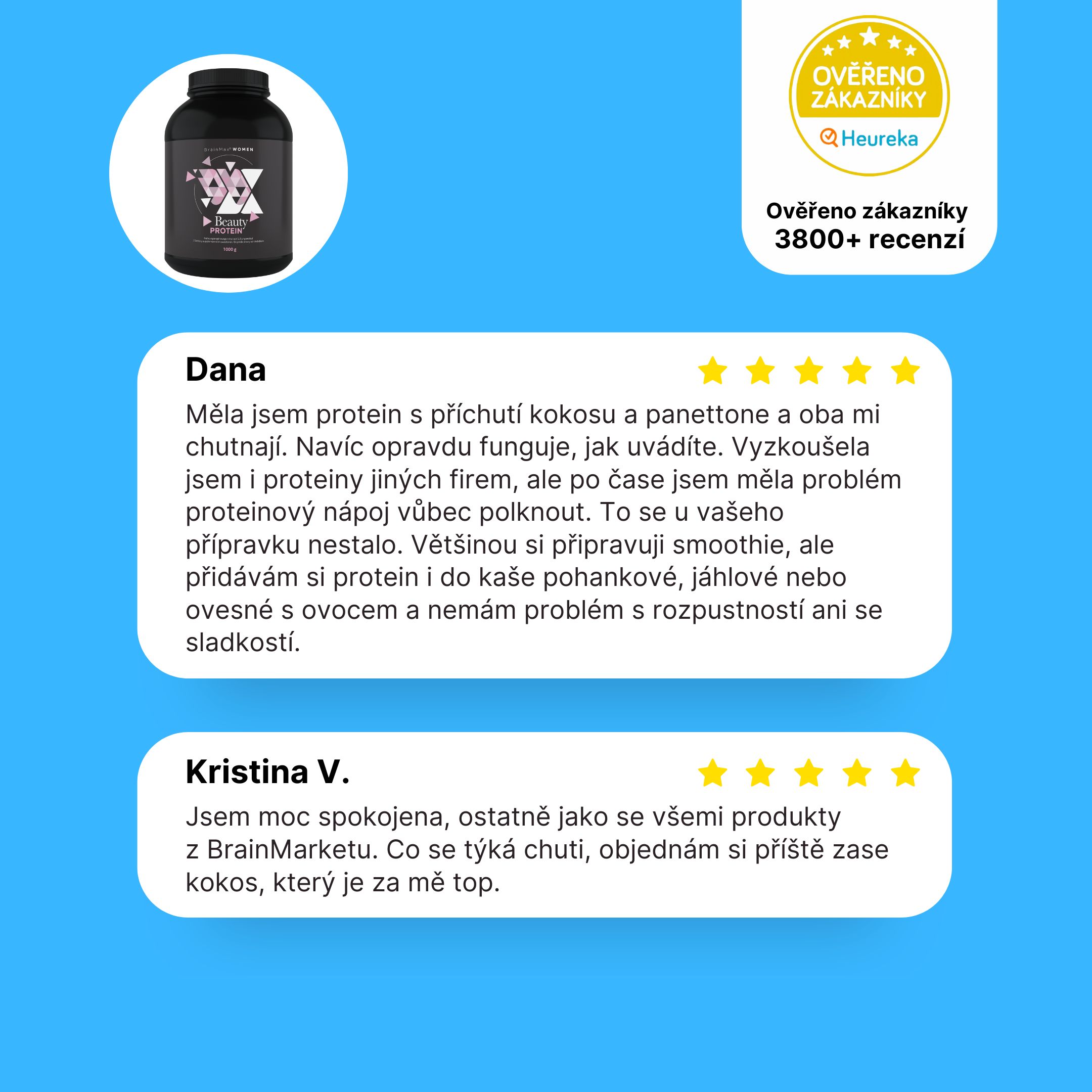 BrainMax Women Beauty Protein, protein pro ženy s kolagenem, keratinem a vitamíny, 1000 g Příchuť: Panettone Obrázek